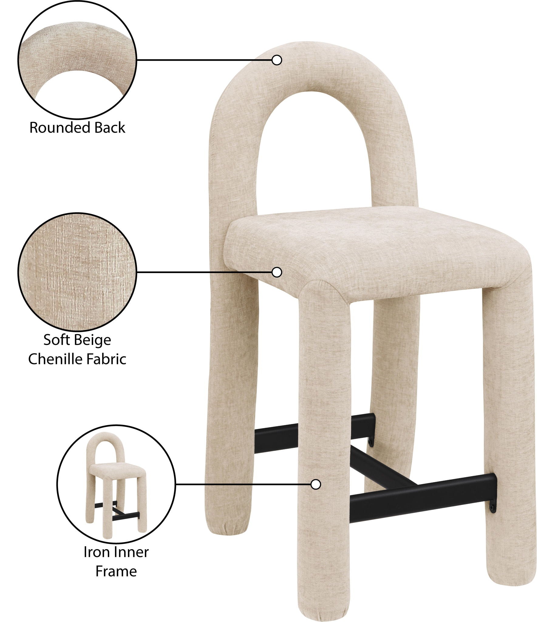Amari - Chenille Fabric Stool