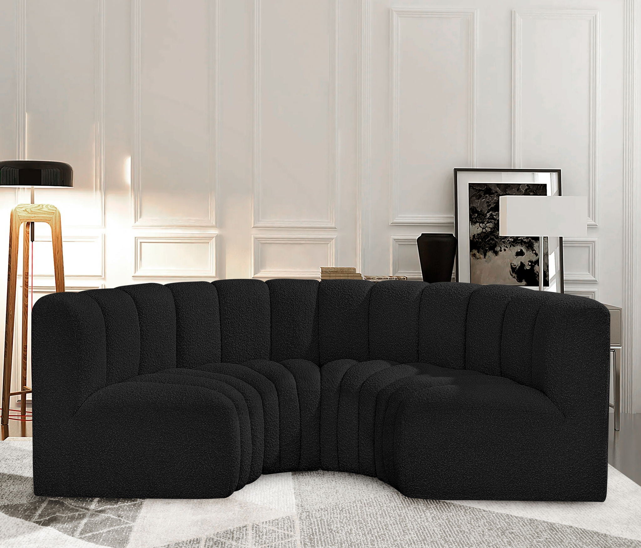 Arc - Boucle Fabric 4 Piece U-Shaped Modular Sofa