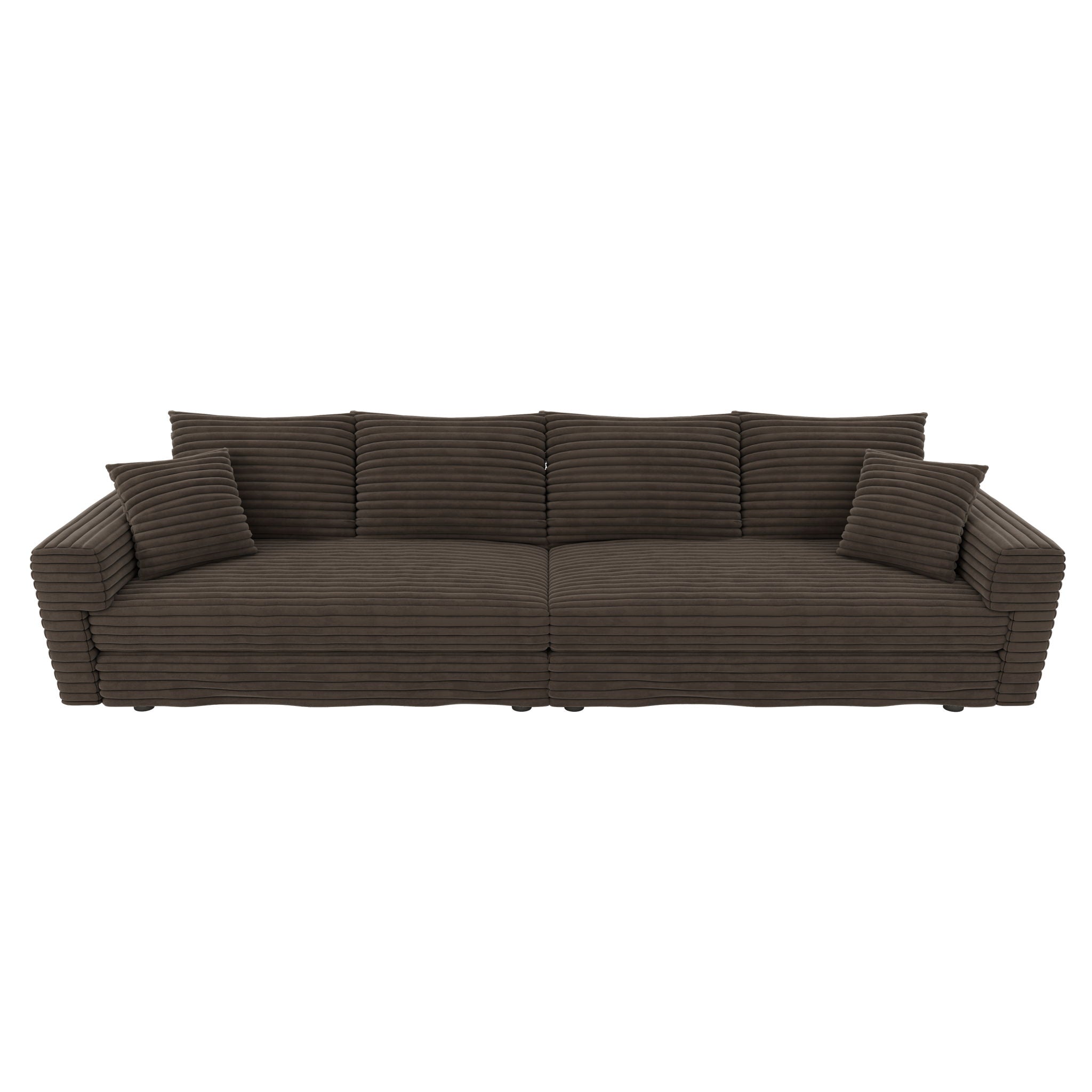 Deep Seat Convertible Sofa With Soft Pillows And Ottomans
