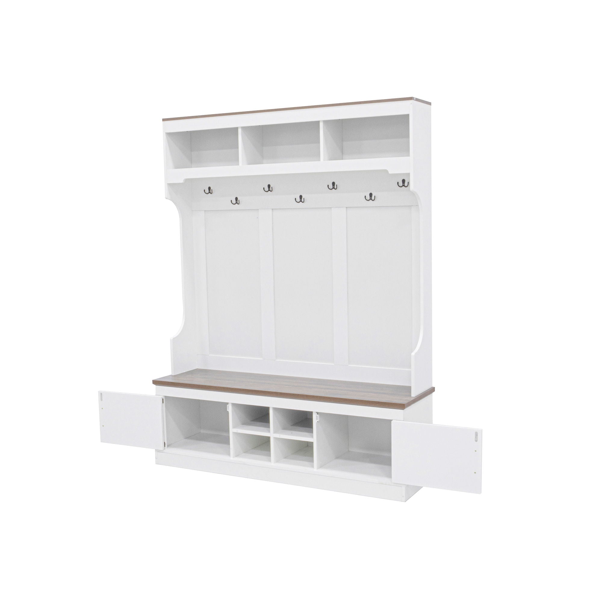 Farmhouse Hall Tree With Bench And Shoe Storage