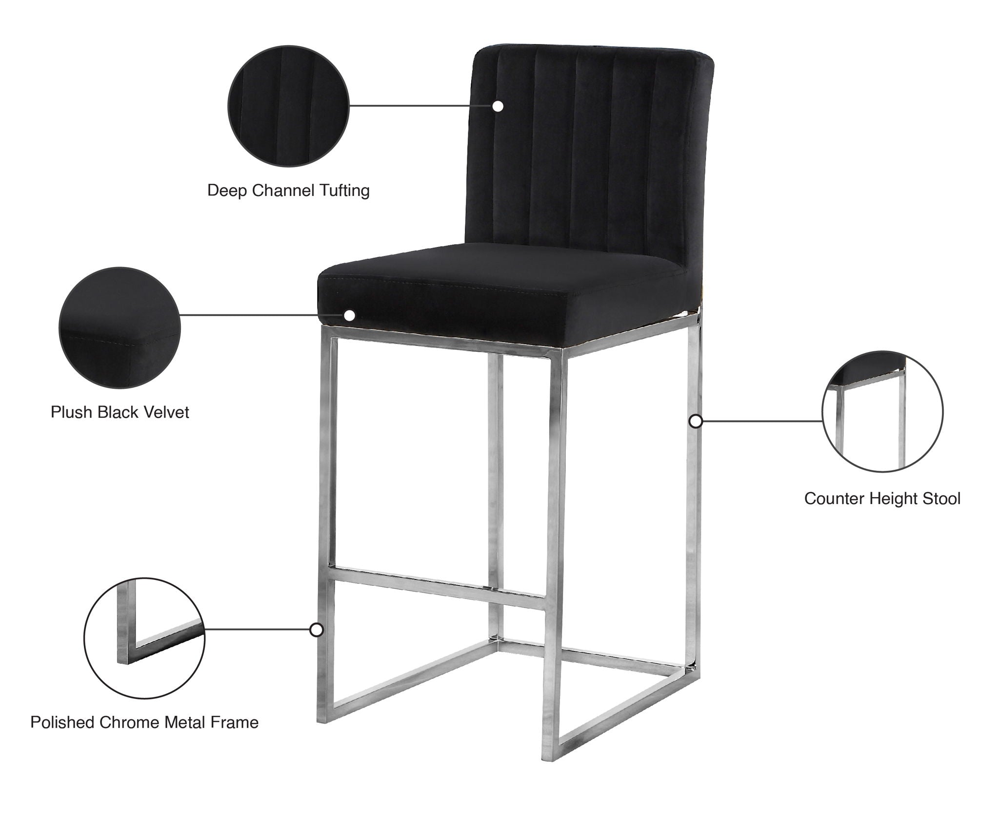 Giselle - Stool with Chrome Legs