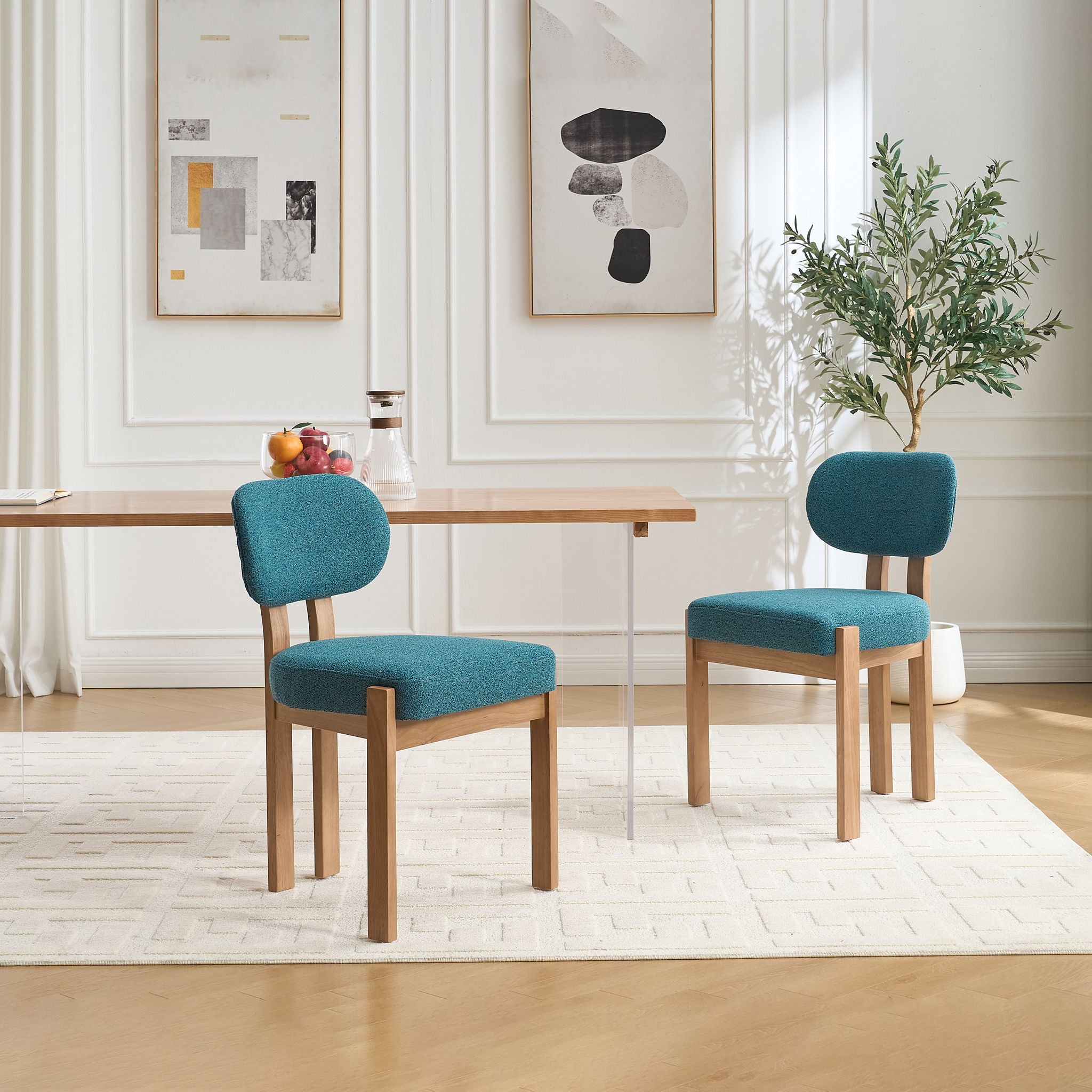 Dining Chairs With Ergonomic Backrest And Adjustable Feet (Set of 2)