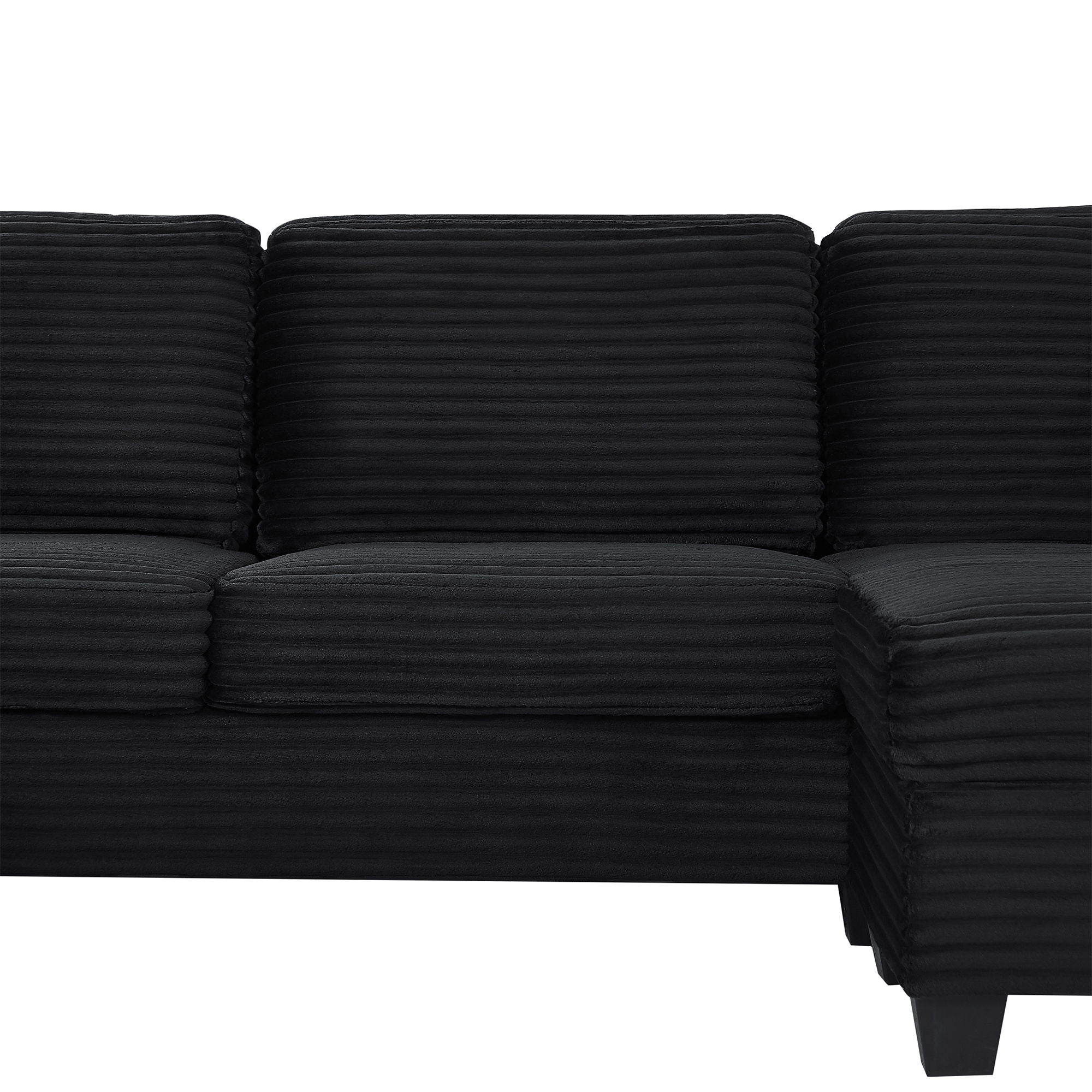Upholstered U-Shaped Sectional Sofa With Movable Ottoman And Side Storage Pockets