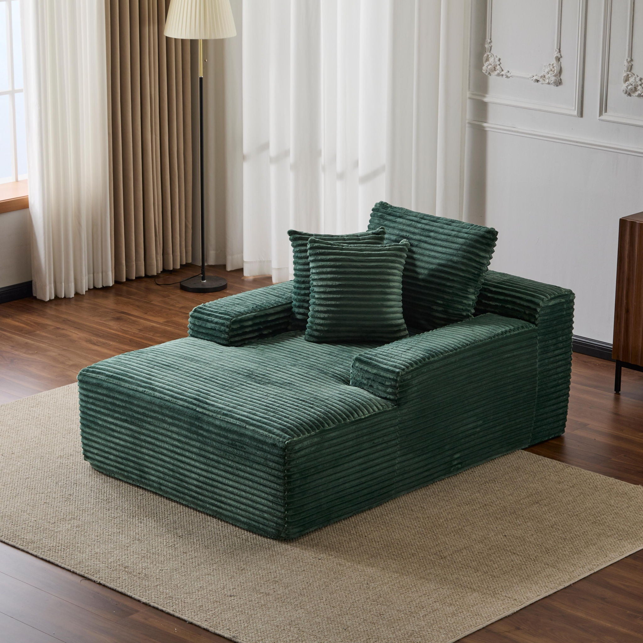 Oversized Chaise Lounge Chair Cozy Cloud Couch With 3 Throw Pillows And Wide Armrest