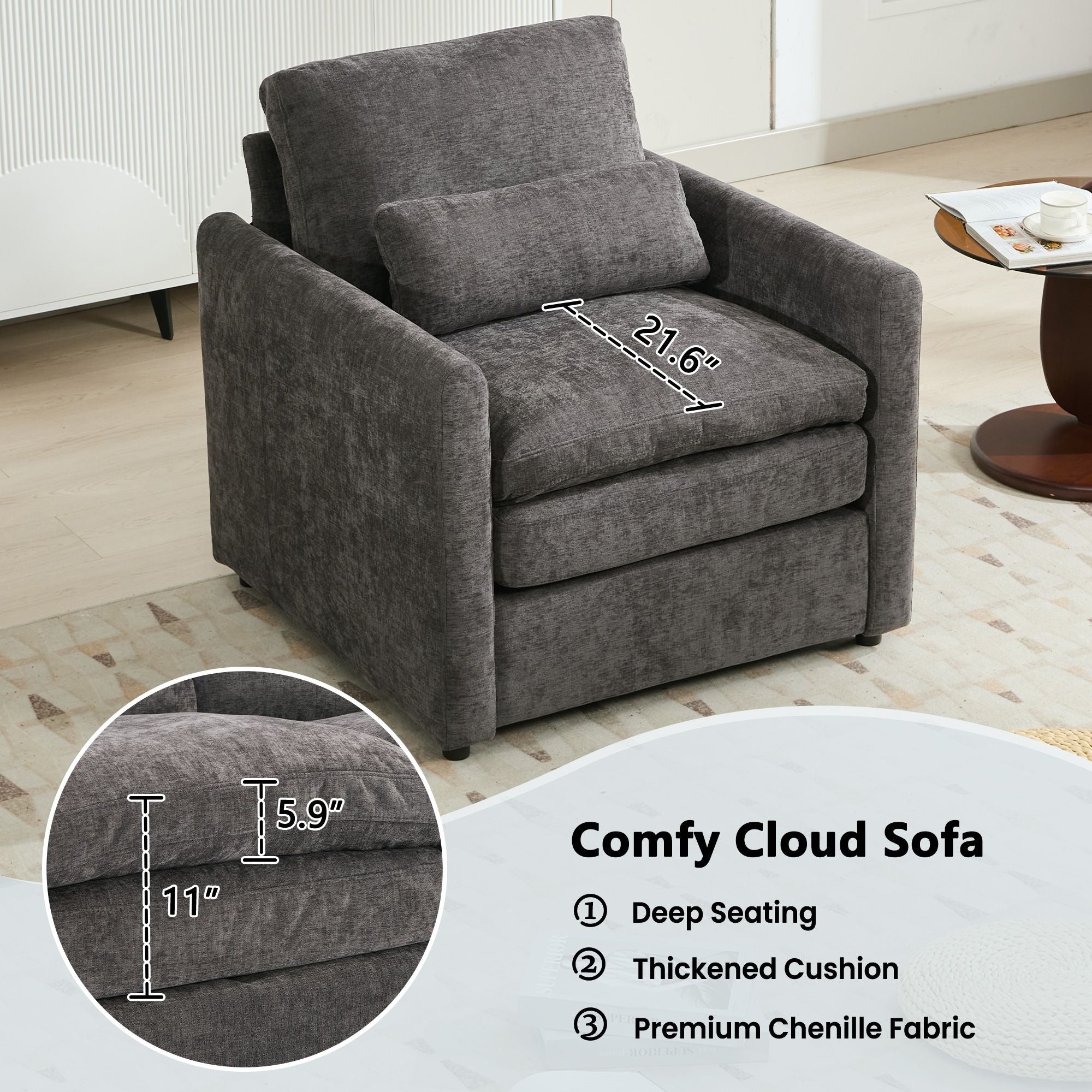 Cozy Sofa Set Oversized Comfy Cloud Sofa With Double Cushion