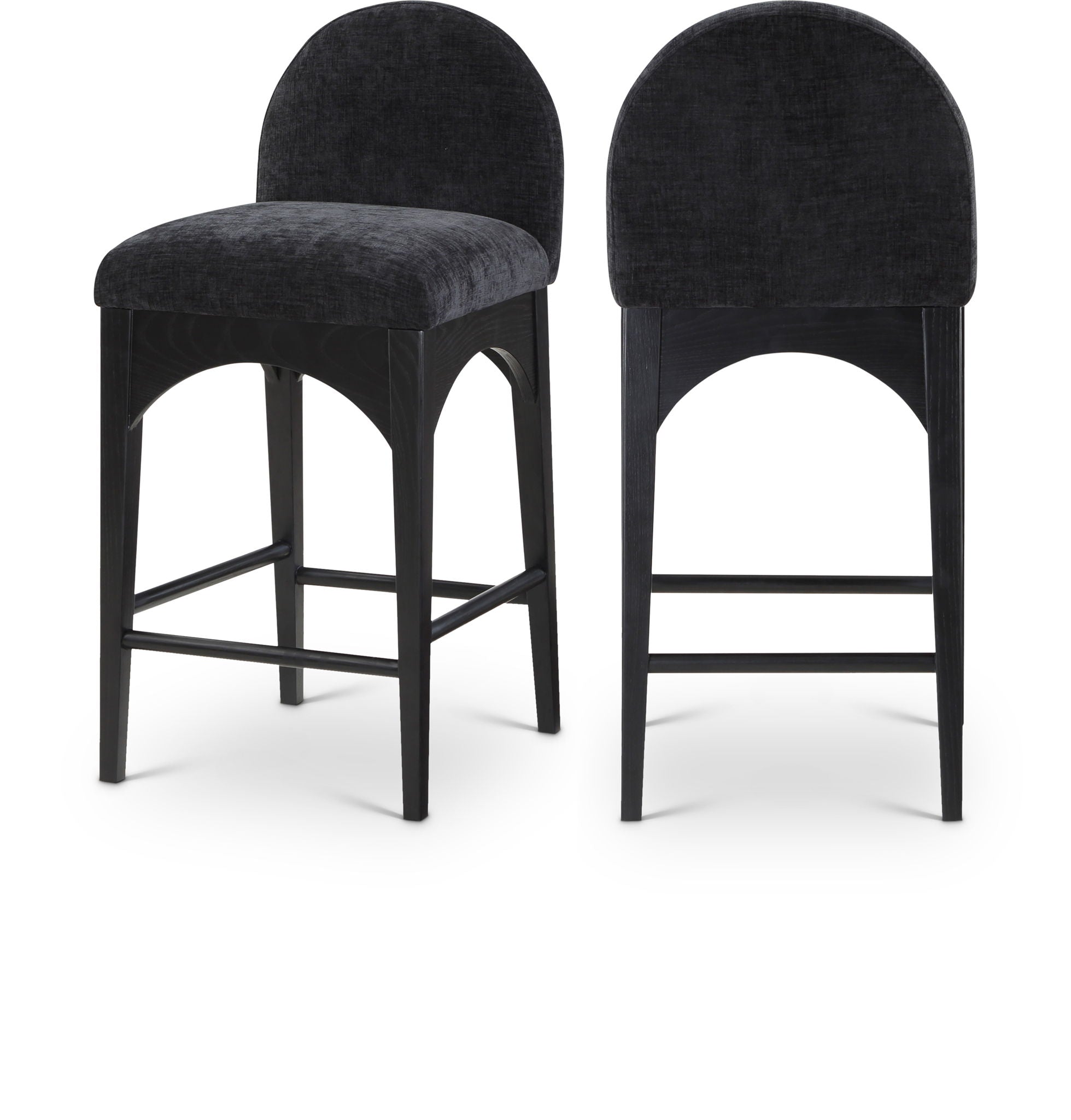Waldorf - Chenille Stool With Black Legs