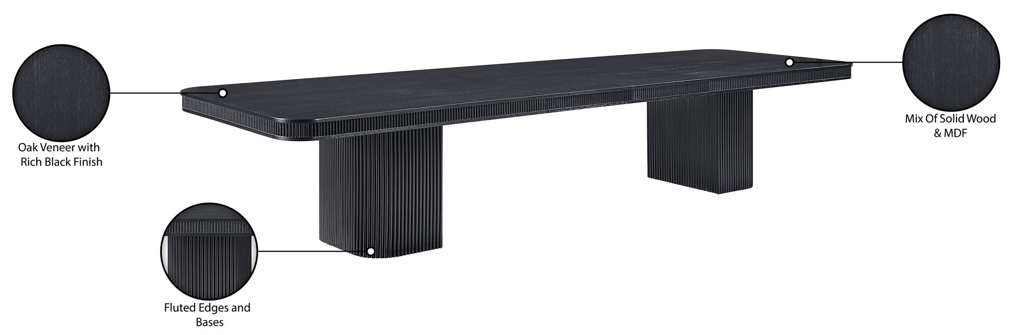 Mohari - Solid Wood And Oak Veneer 112" / 160" Dining Table