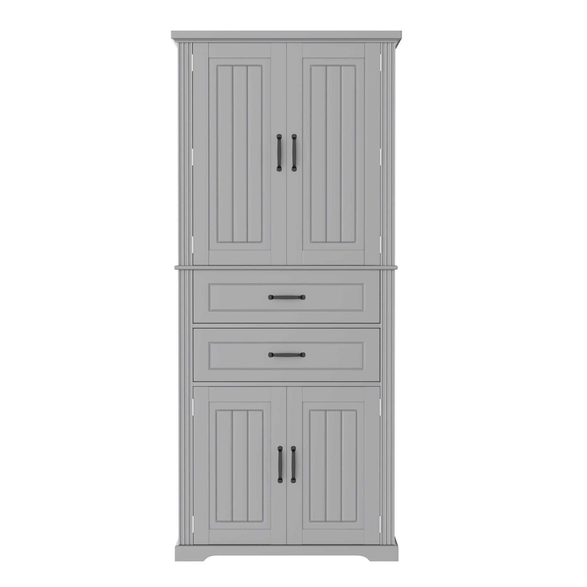 Multi Functional Storage Cabinet With Adjustable Shelves, 2 Drawers, Door Shelves