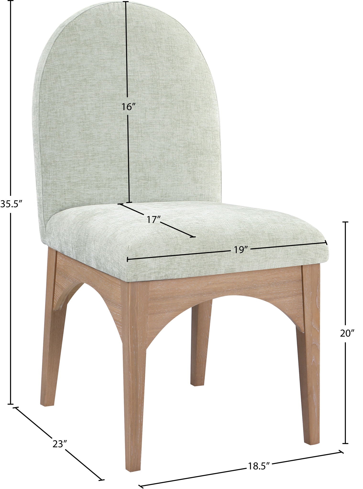 Waldorf - Chenille Dining Side Chair With Natural Legs