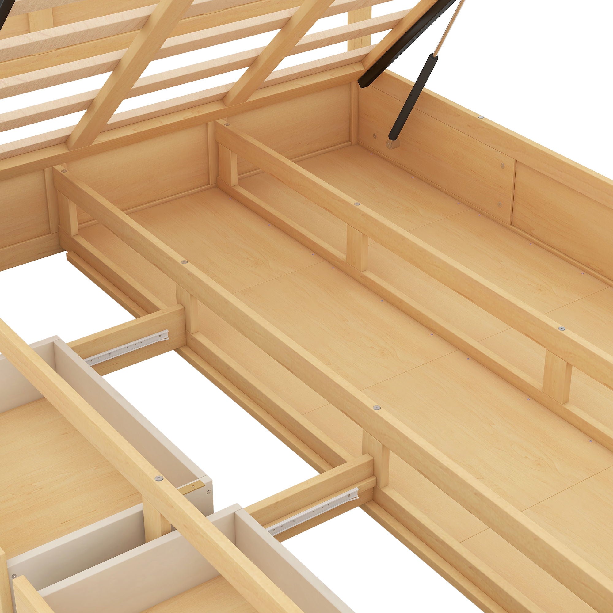 Platform Bed With Underneath Storage And 2 Drawers