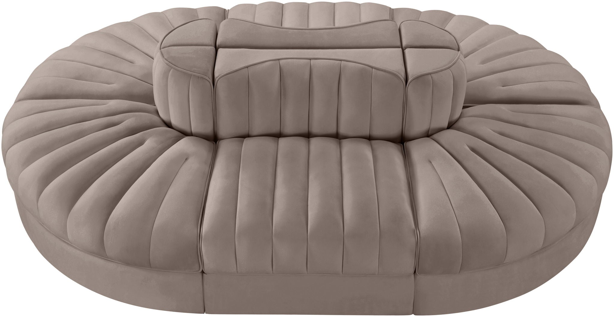 Rummi - Oval Velvet Performance Fabric Upholstered 6 Piece Modular Sectional