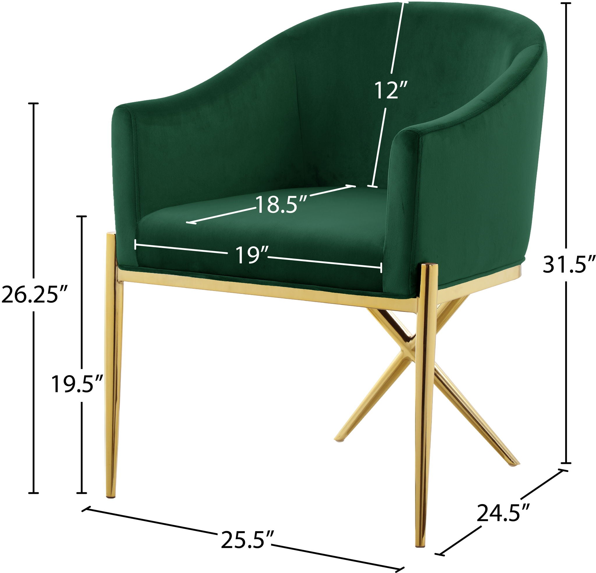 Xavier - Dining Chair with Gold Legs