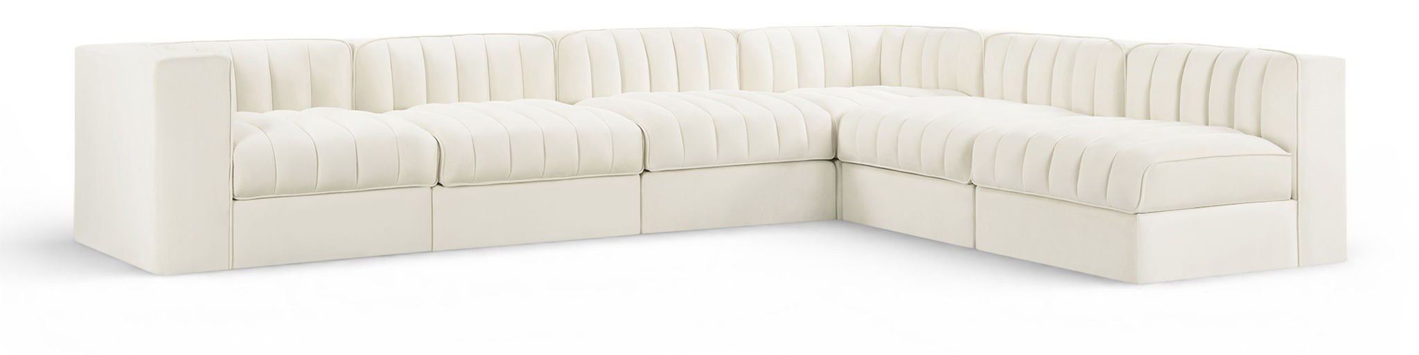 Rummi - Velvet Performance Fabric Upholstered 6 Piece Modular Sectional (With 3 Corner Chairs)