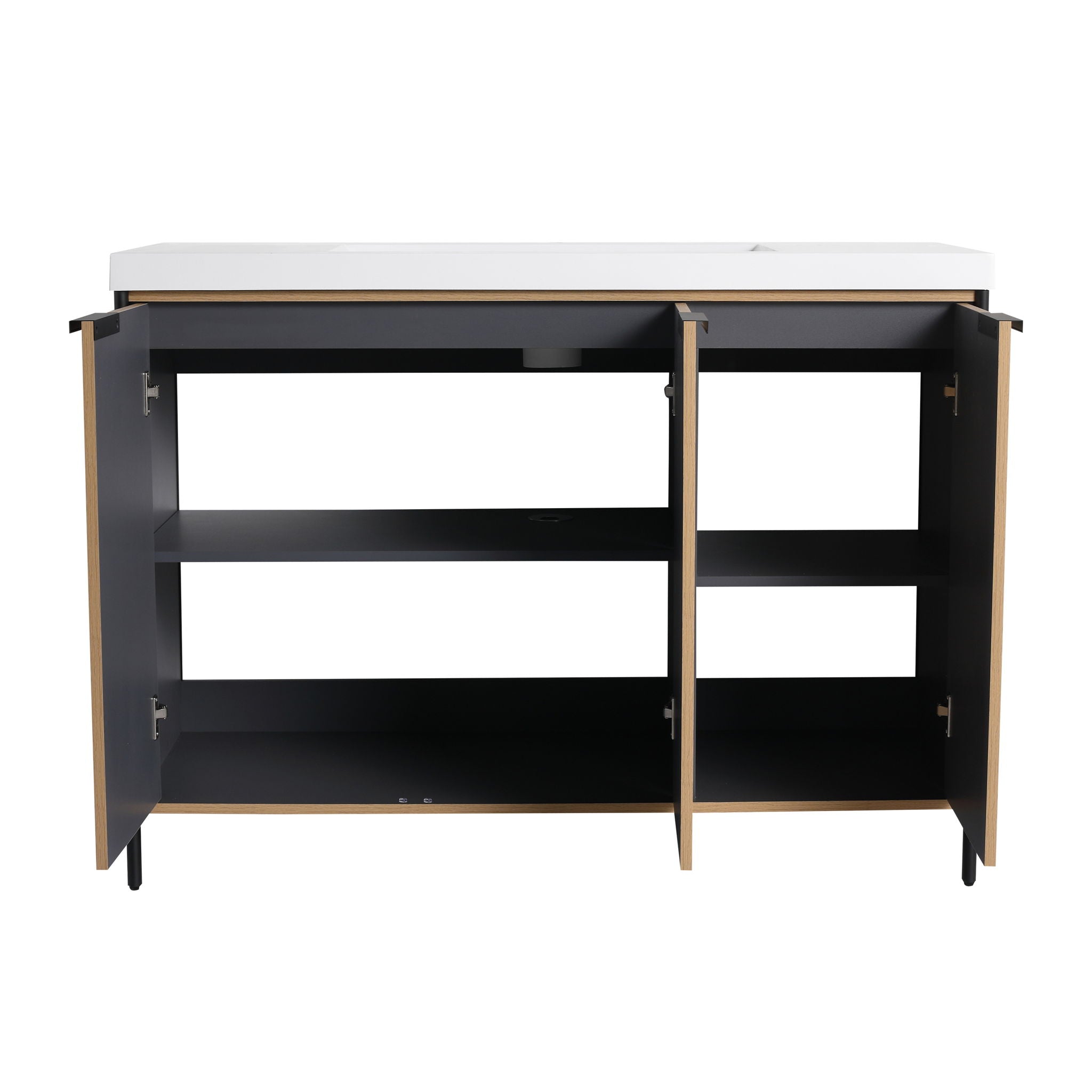 Modern Freestanding Bathroom Vanity With Resin Sink & Soft Close Cabinet Doors