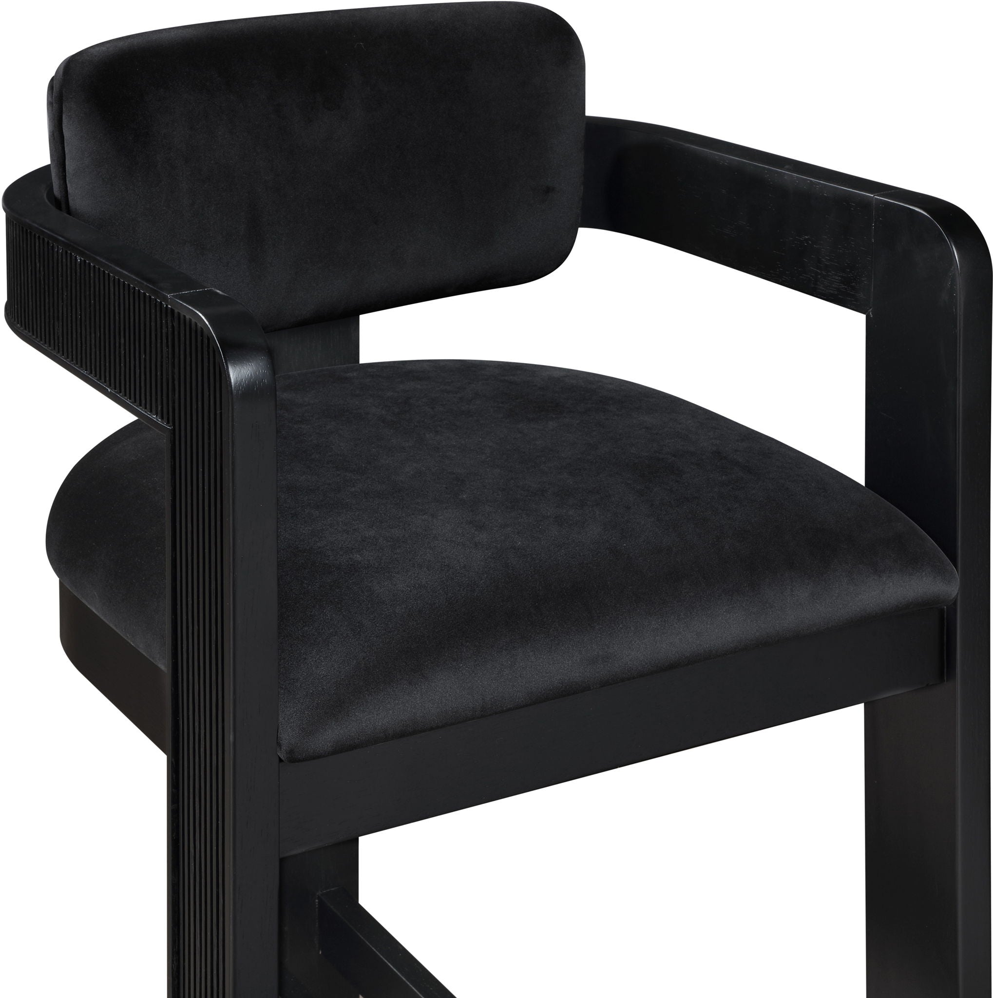 Sacha - Velvet Stool With Black Base