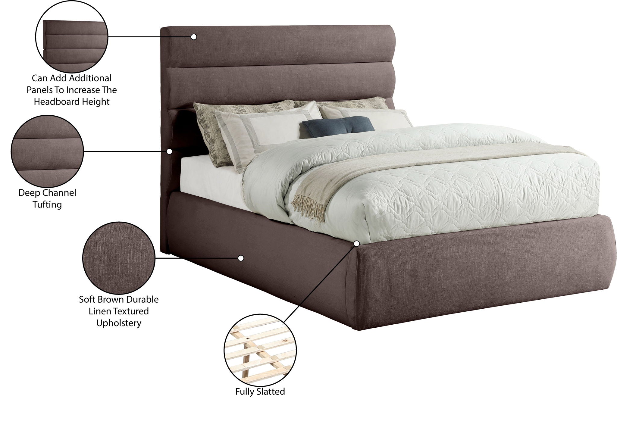 Adam - Linen Fabric Bed With 52" Headboard