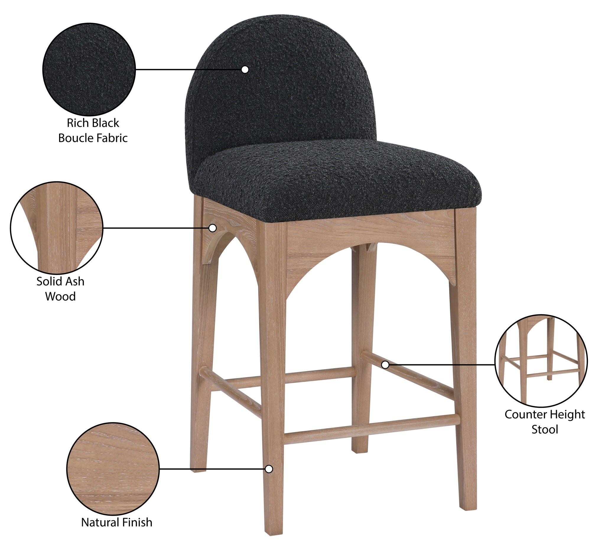 Waldorf - Boucle Stool With Natural Legs