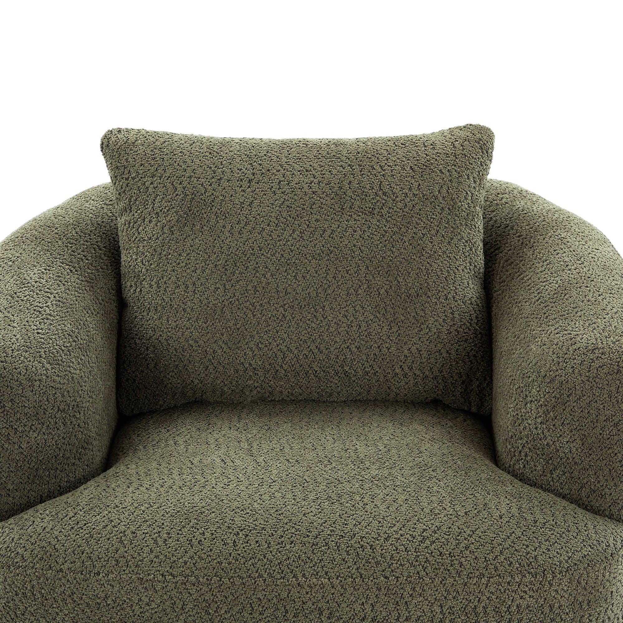360° Swivel Barrel Sofa Chair With Throw Pillow, Upholstered Accent Chair
