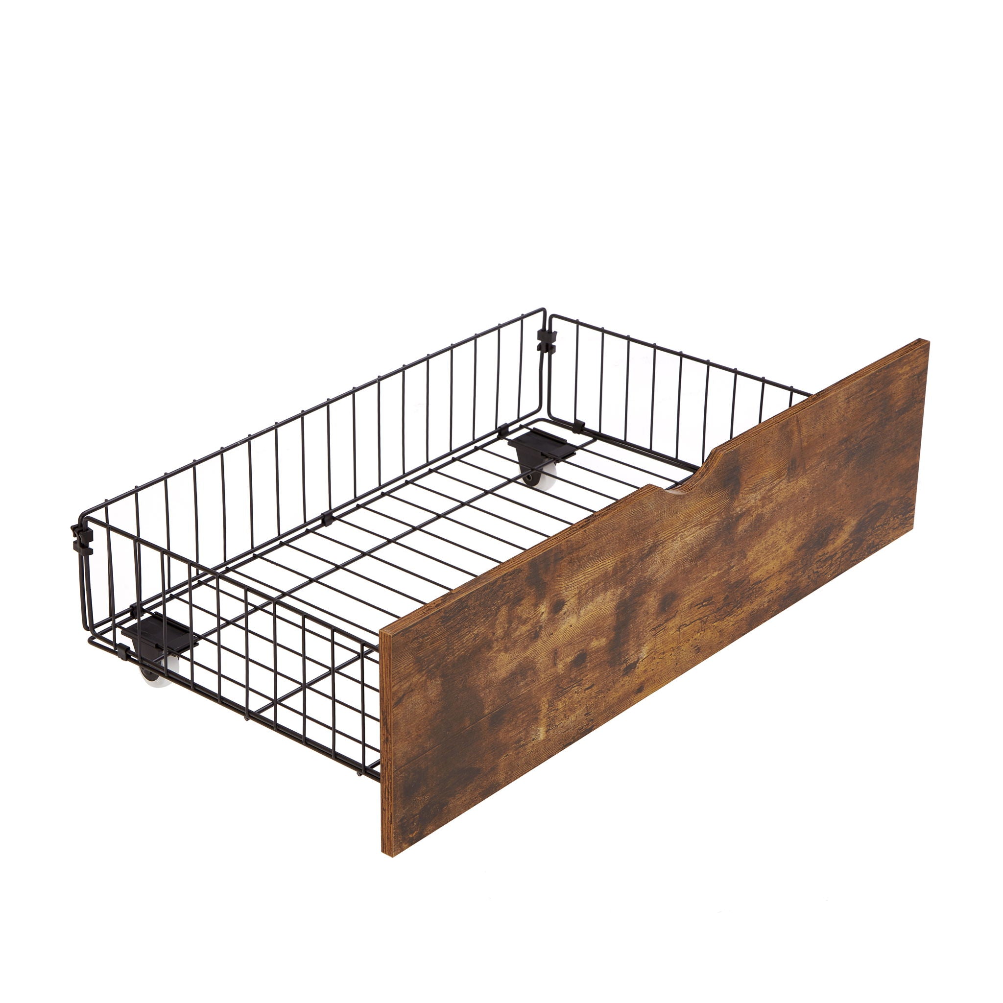 Modern Style Full Bed Drawers With Wheels Storage Solution - Brown / Black