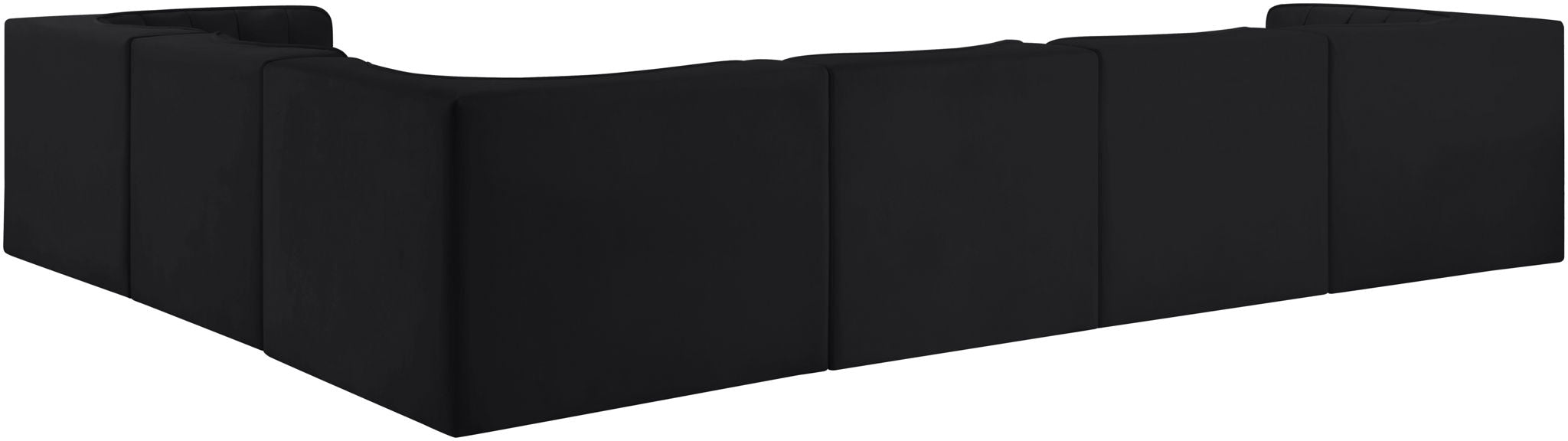 Rummi - Velvet Performance Fabric Upholstered 6 Piece Modular Sectional (With 3 Corner Chairs)