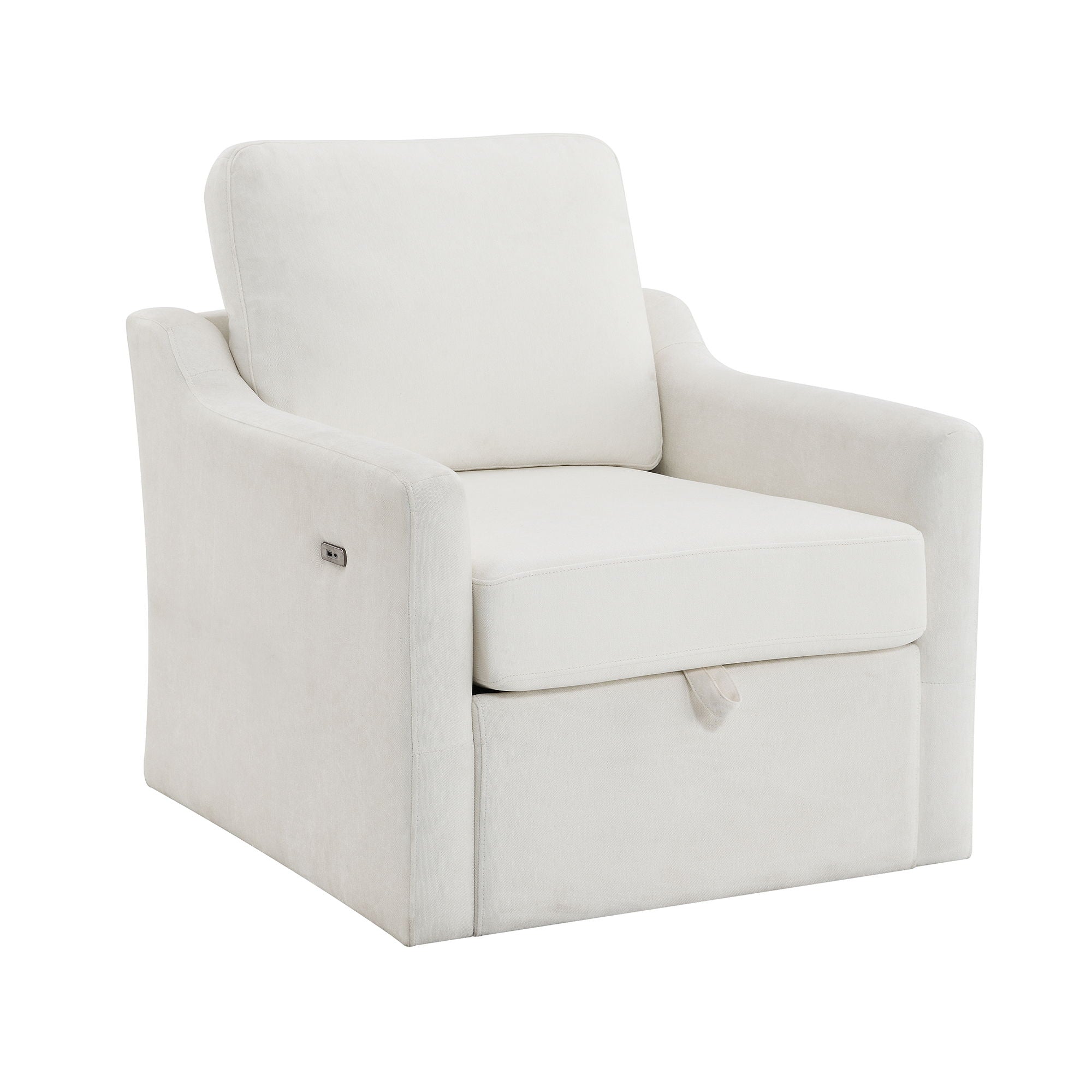 Swivel Arm Chair With USB Type-C Charging And Book Pocket