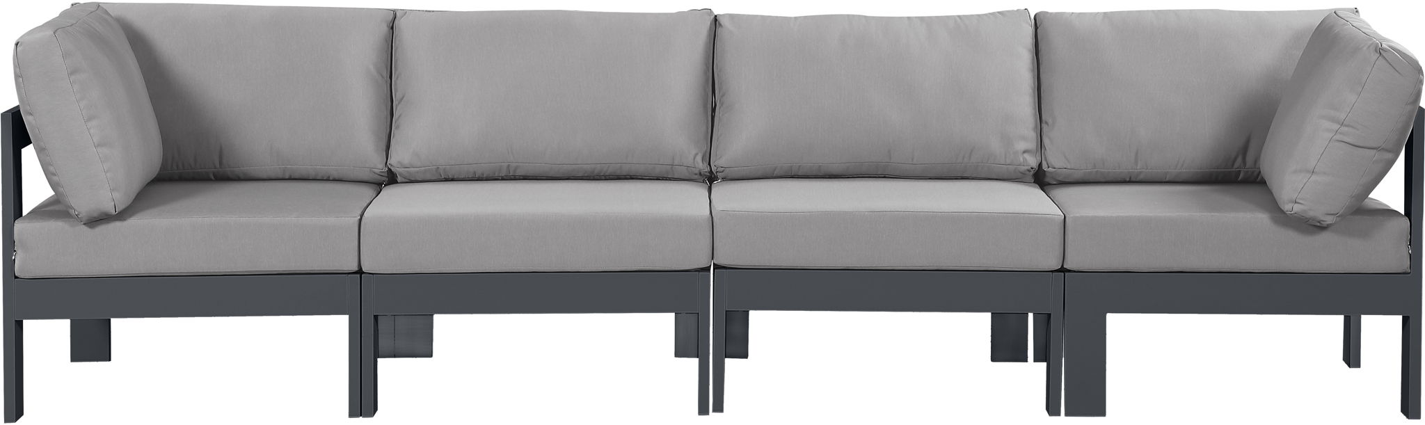 Nizuc - Outdoor Patio 4 Seat Modular Sofa With Gray Frame