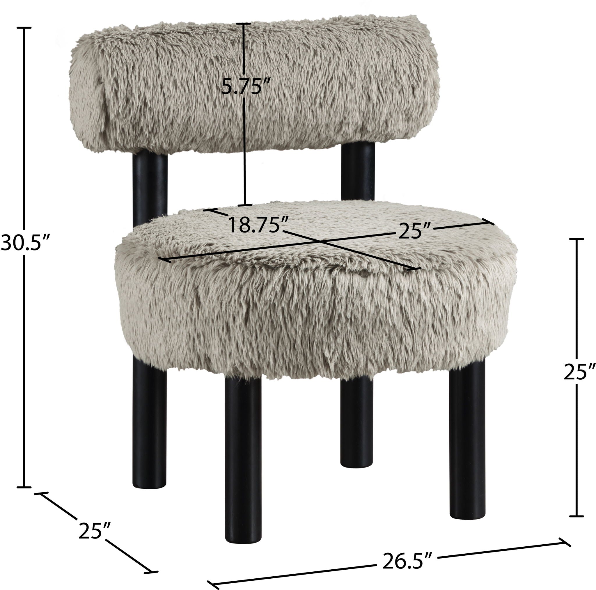 Ambre - Vegan Shearling Fabric Upholstered Accent Chair - Taupe