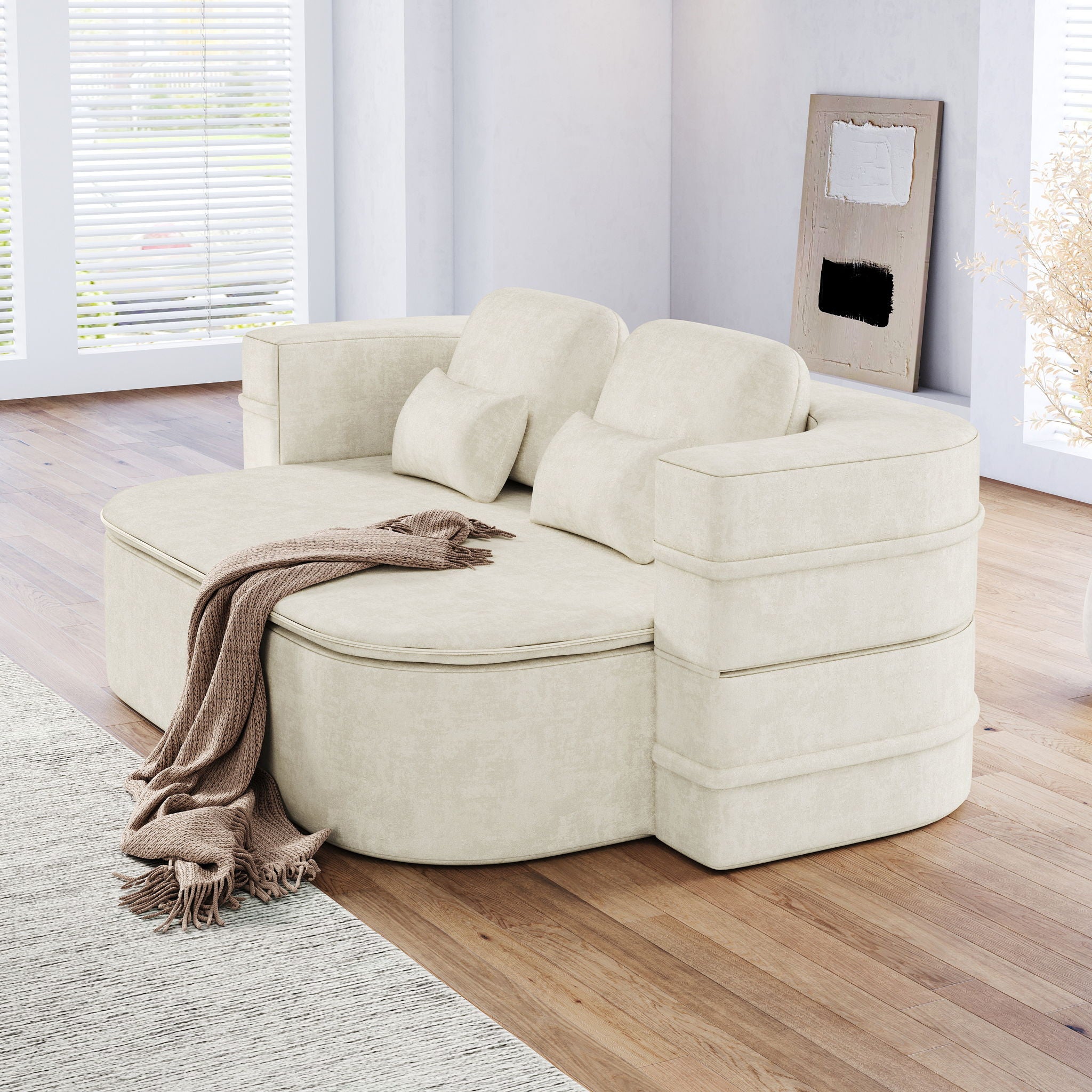 2 In 1 Foldable Sofa Bed With Multi Functional Blanket, Floor Lounge Sofa