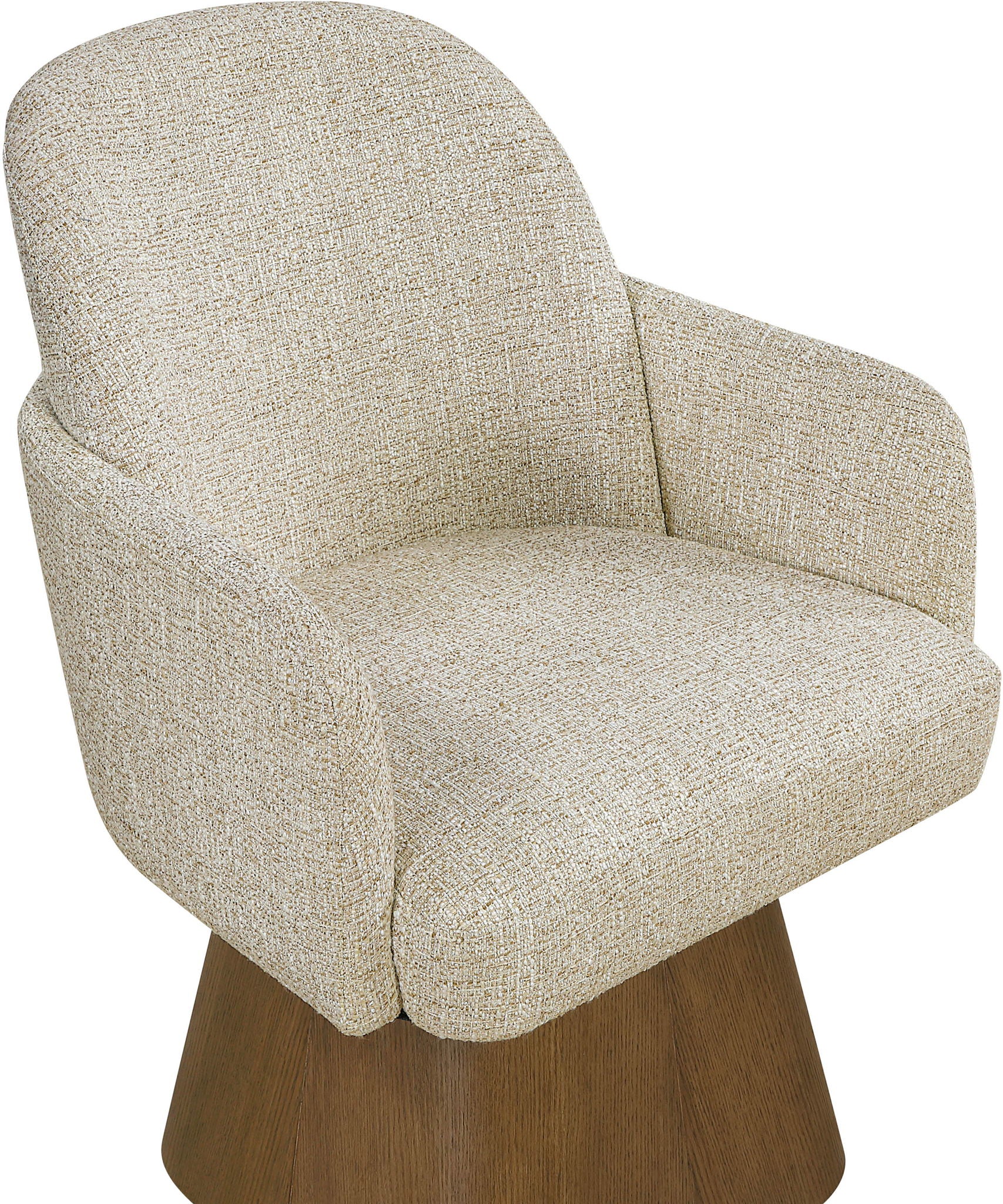 Marlowe - Linen Textured Fabric Upholstered Swivel Dining Arm Chair - Stained Brown