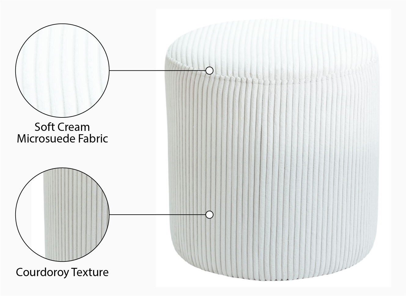 Roy - Round Microsuede Ottoman / Stool