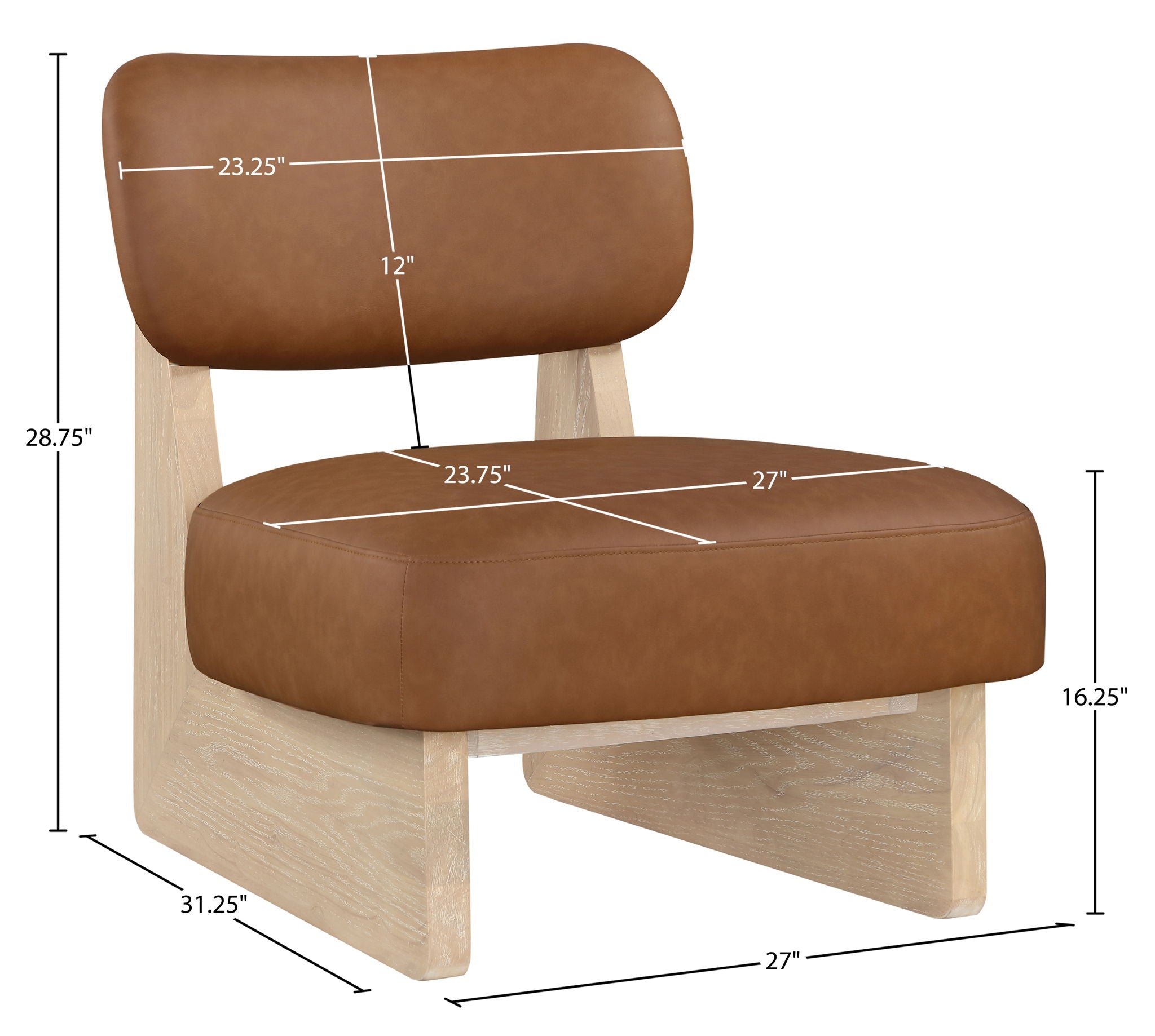 Vetra - Vegan Leather Upholstered Accent Chair With Natural Base