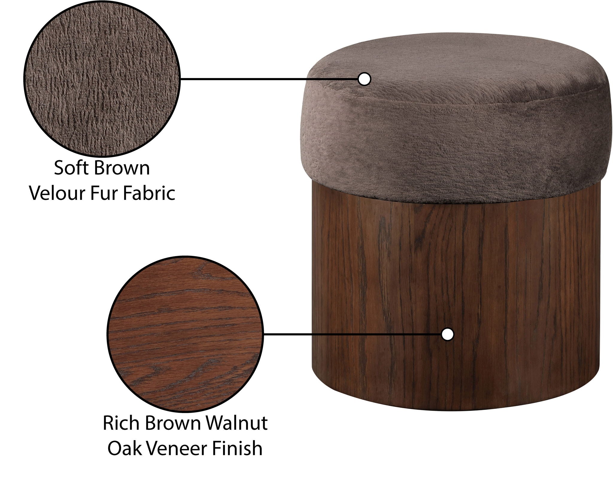 Nimes - Ottoman / Stool With Brown Base