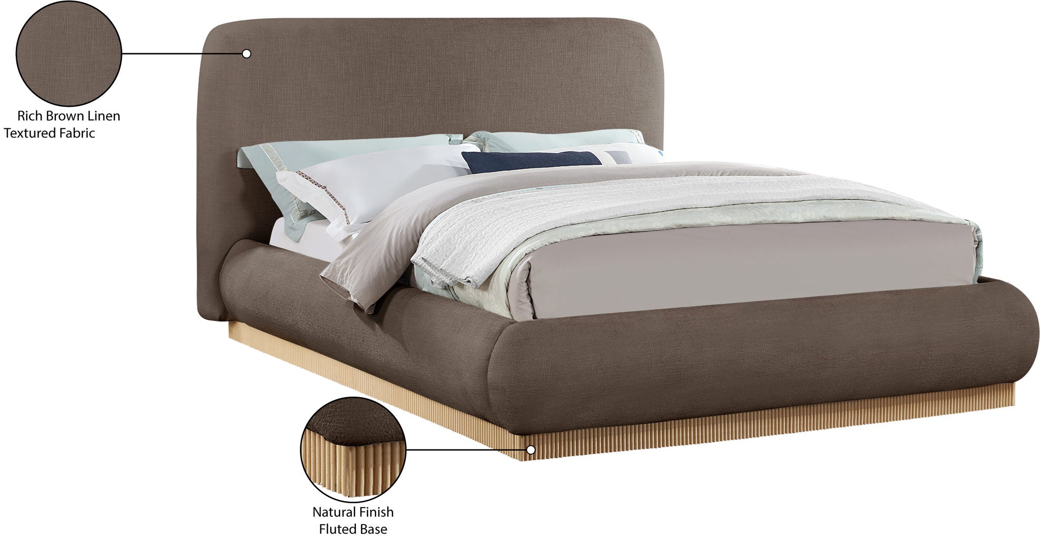 Rigby - Linen Bed With Natural Base
