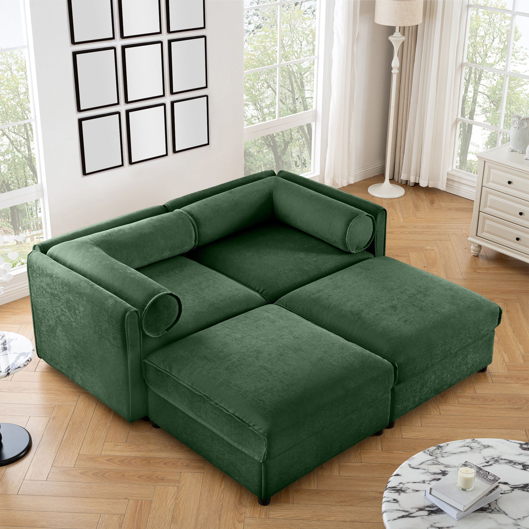 Contemporary Elegant Sofa With Storage And Ottoman