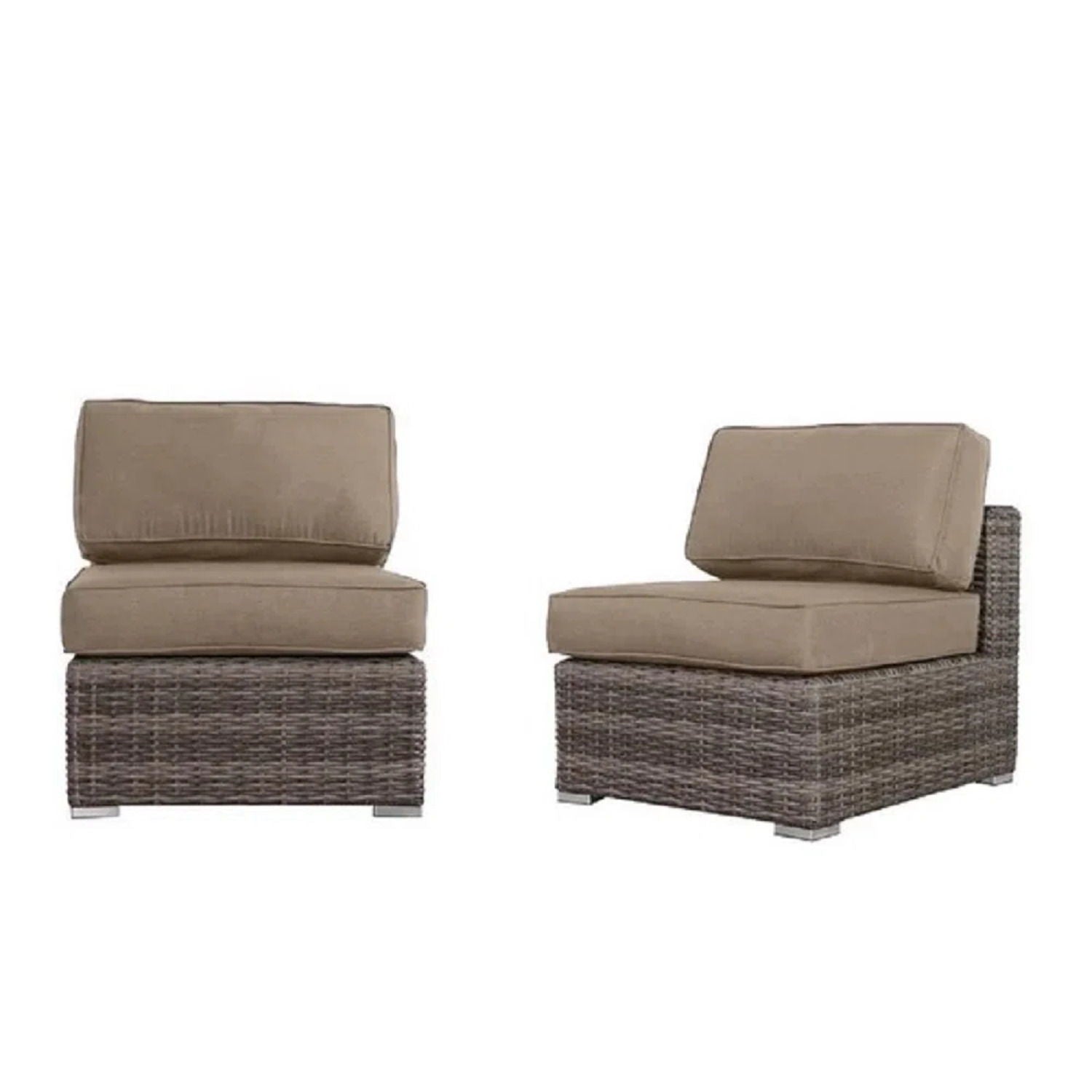 Wicker Outdoor Lounge Set With Cushions And Fire Pit