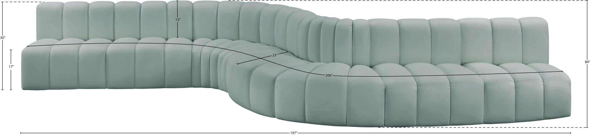 Arc - Faux Leather 8 Piece Curved Modular Sofa
