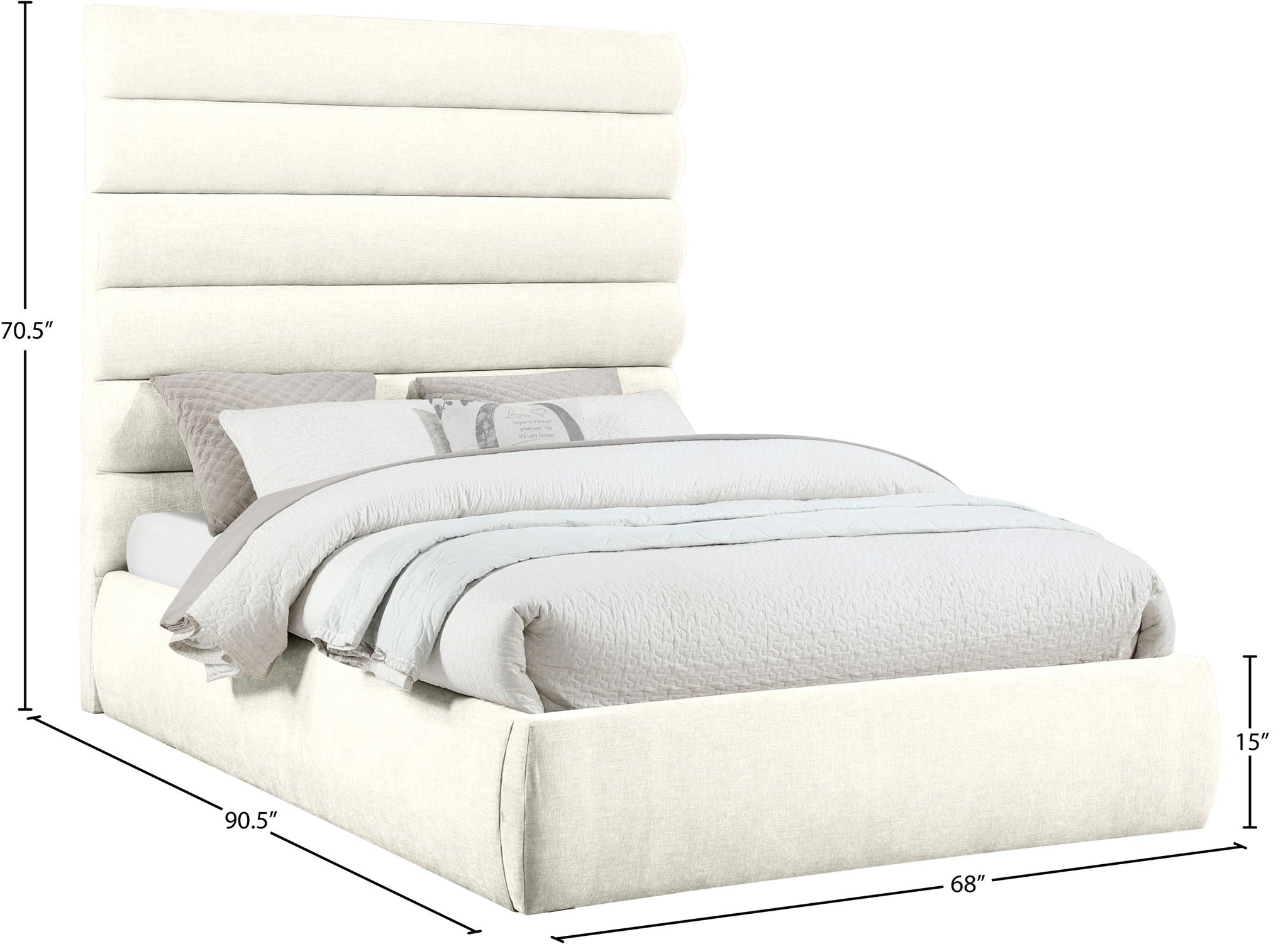 Adam - Chenille Fabric Bed With 70.5" Headboard