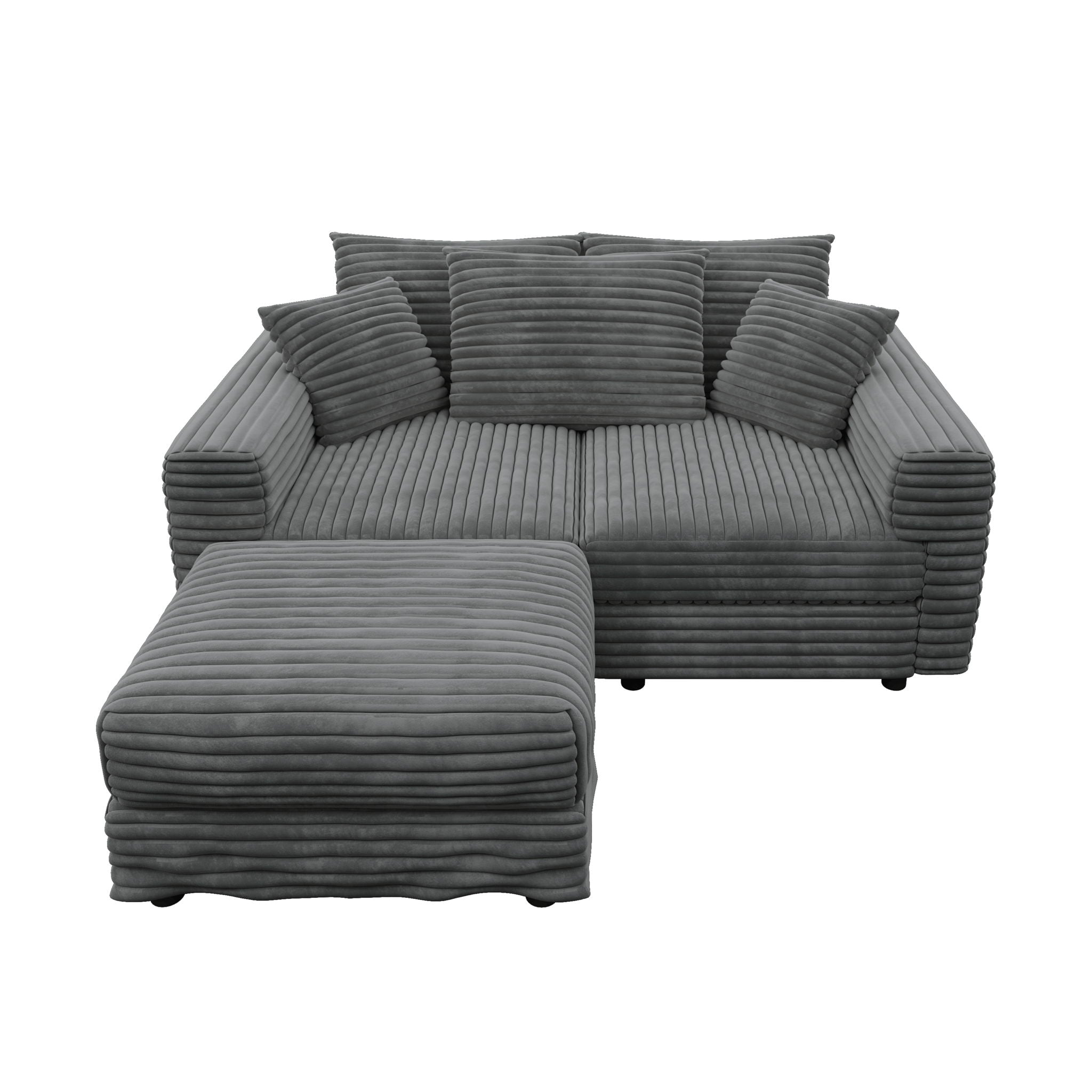 Convertible Deep Seat Sofa With Soft Pillows And Ottomans