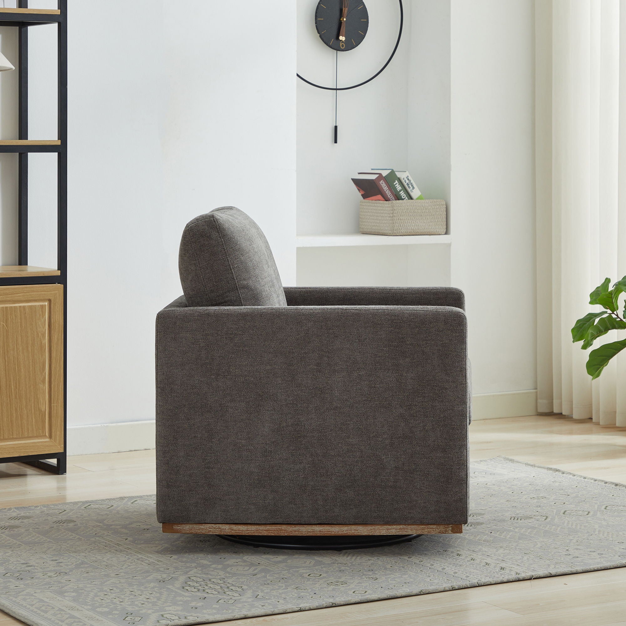 Square Upholstered Swivel Accent Chair