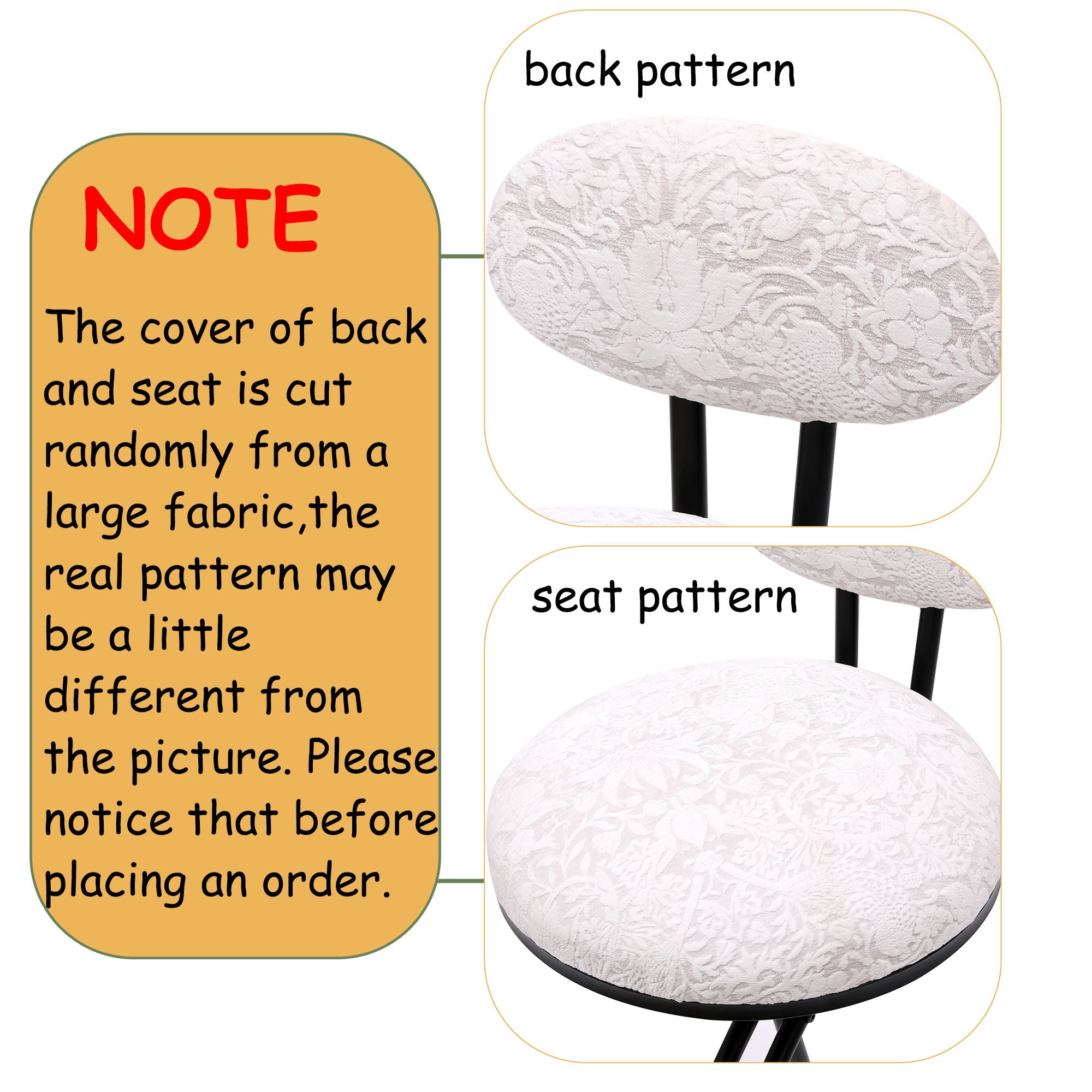 Round Print Bar Stools Upholstered Chairs For Kitchen (Set of 2)