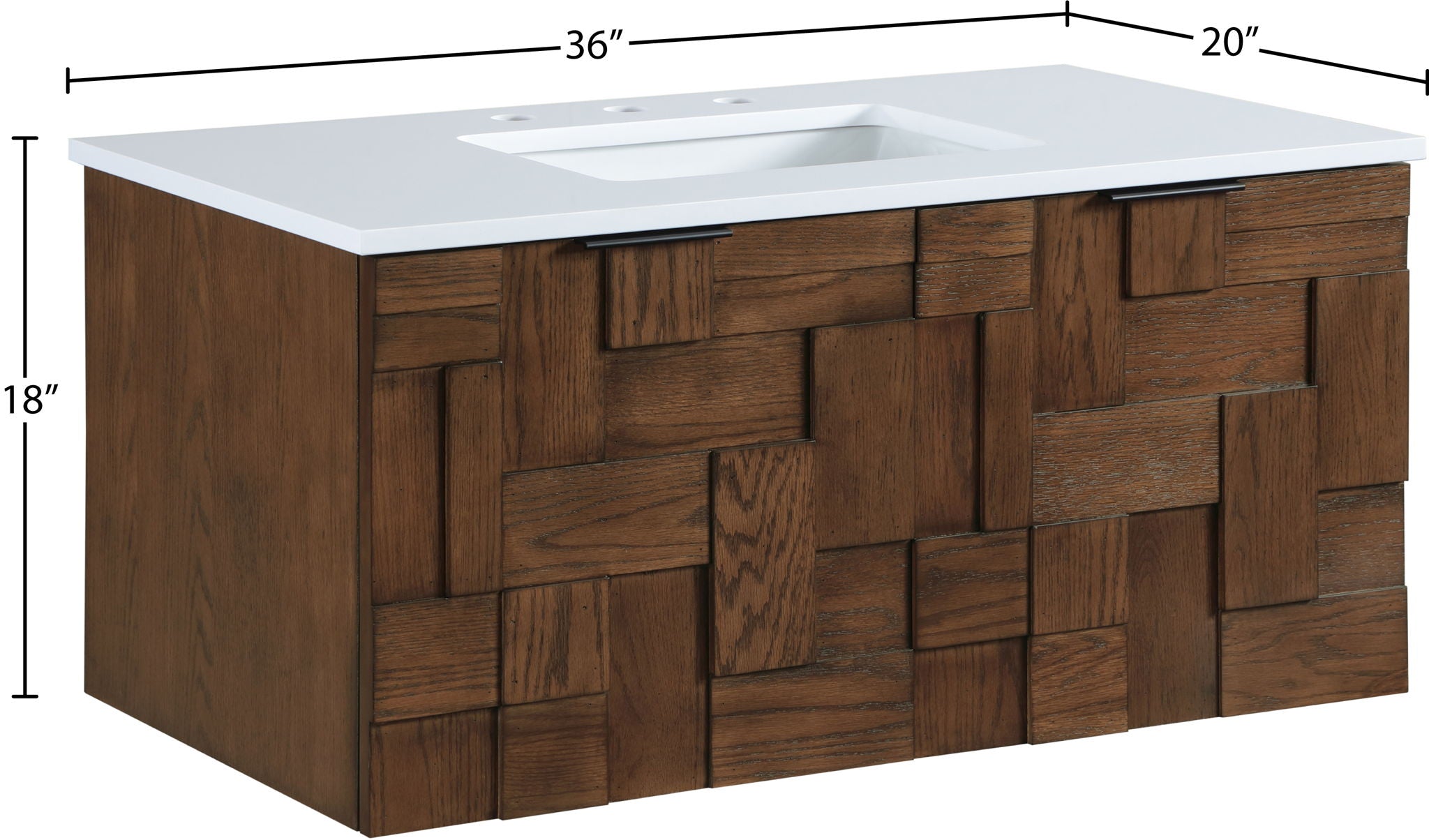 Leonardo - Engineered Stone And Solid Wood 24" Wall Mounted Bathroom Vanity
