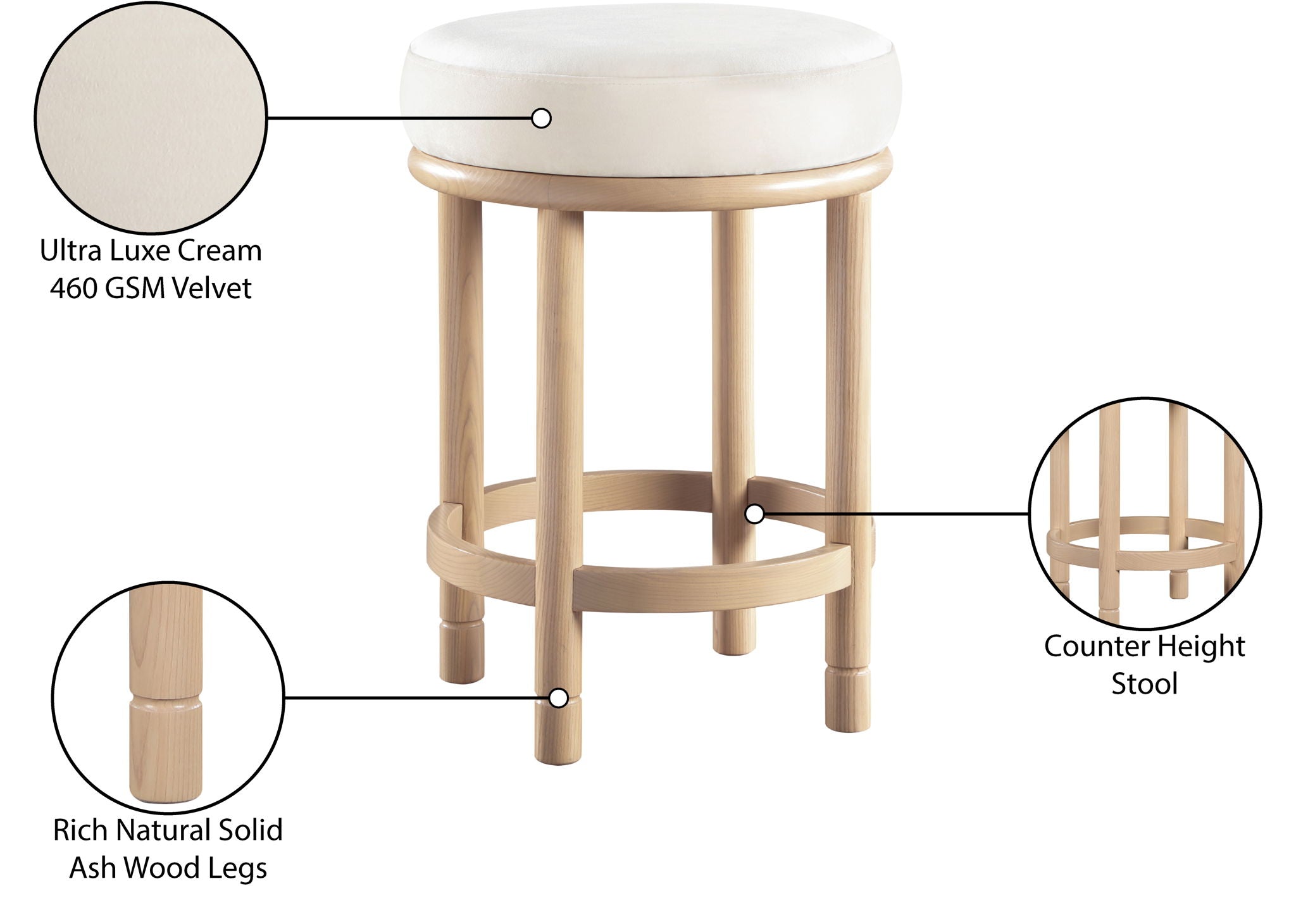 Monette - Counter Stool With Natural Base