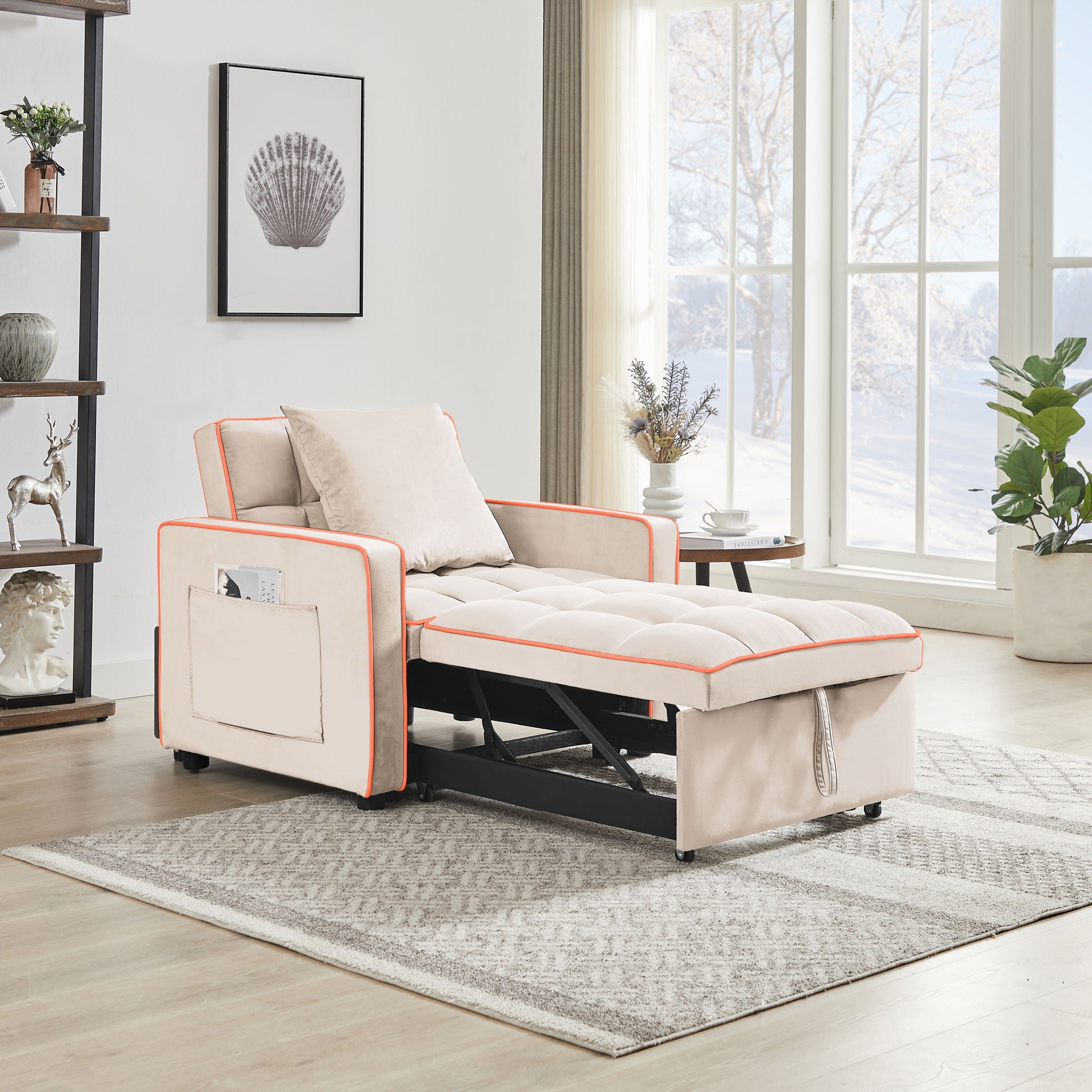 Modern 3 In 1 Sofa Bed Chair, Adjustable Recliner