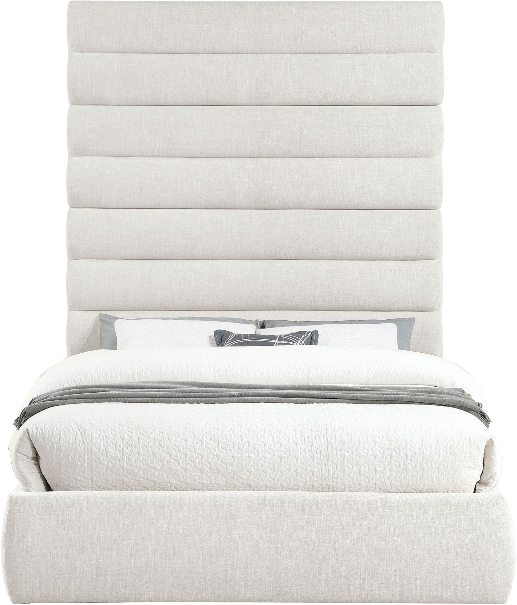 Adam - Linen Fabric Bed With 89" Headboard