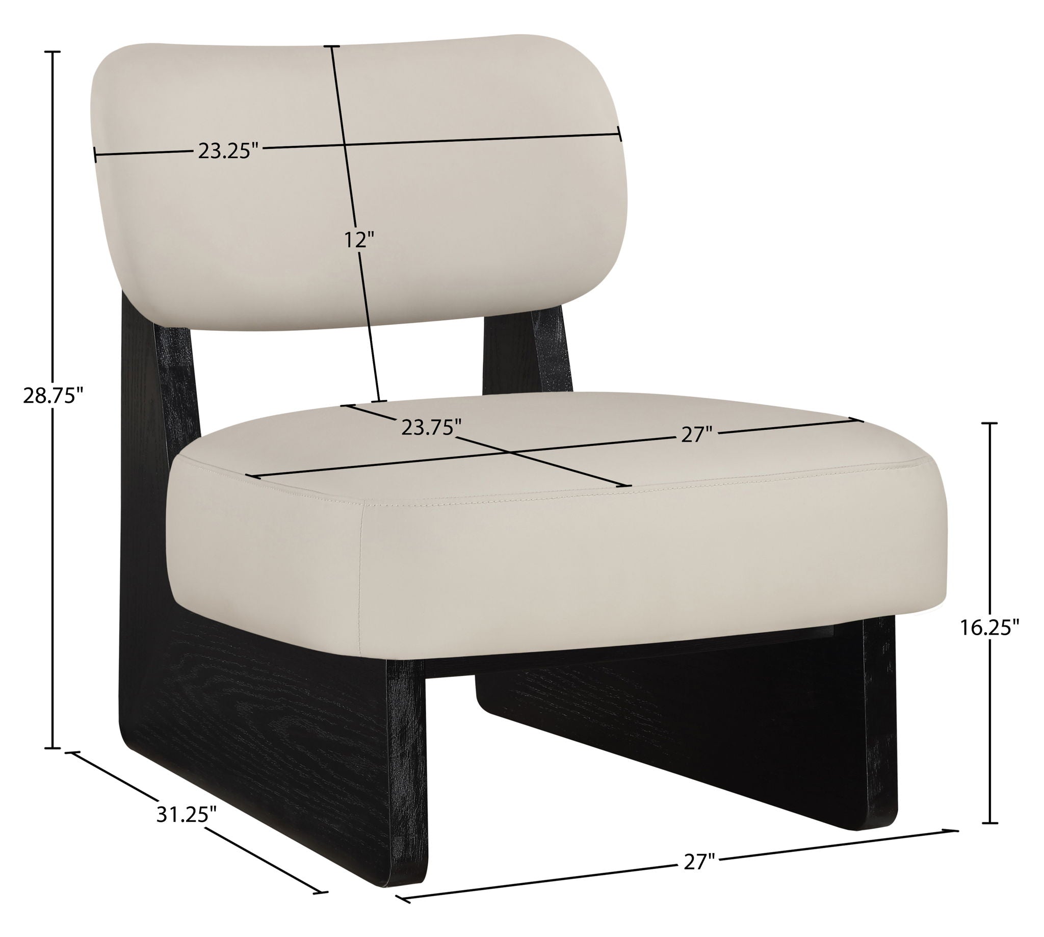 Vetra - Vegan Leather Upholstered Accent Chair - Taupe / Painted Black