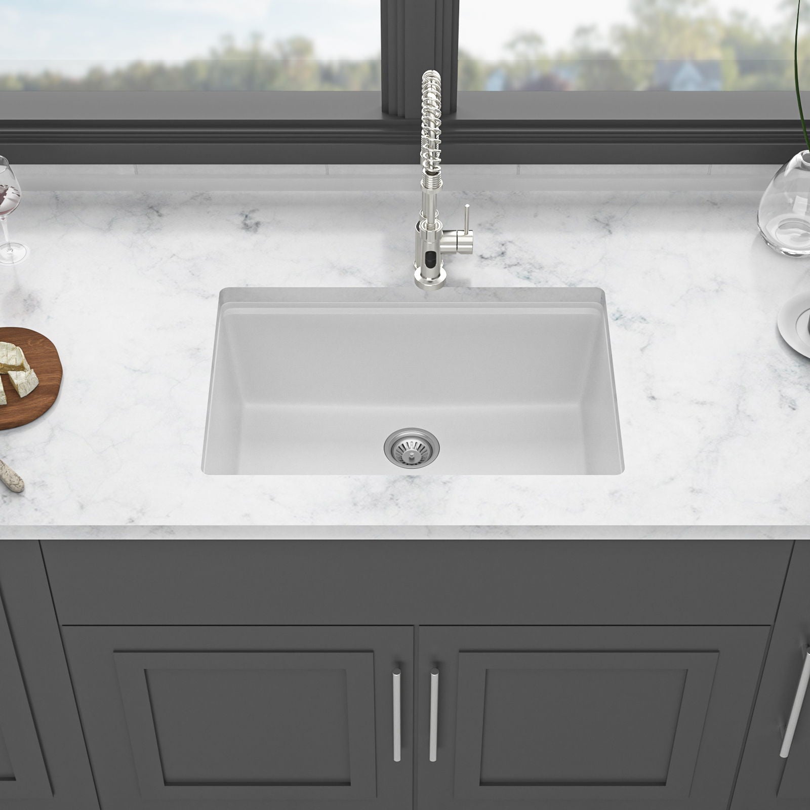 Quartz Kitchen Sink, Composite Workstation, Undermount