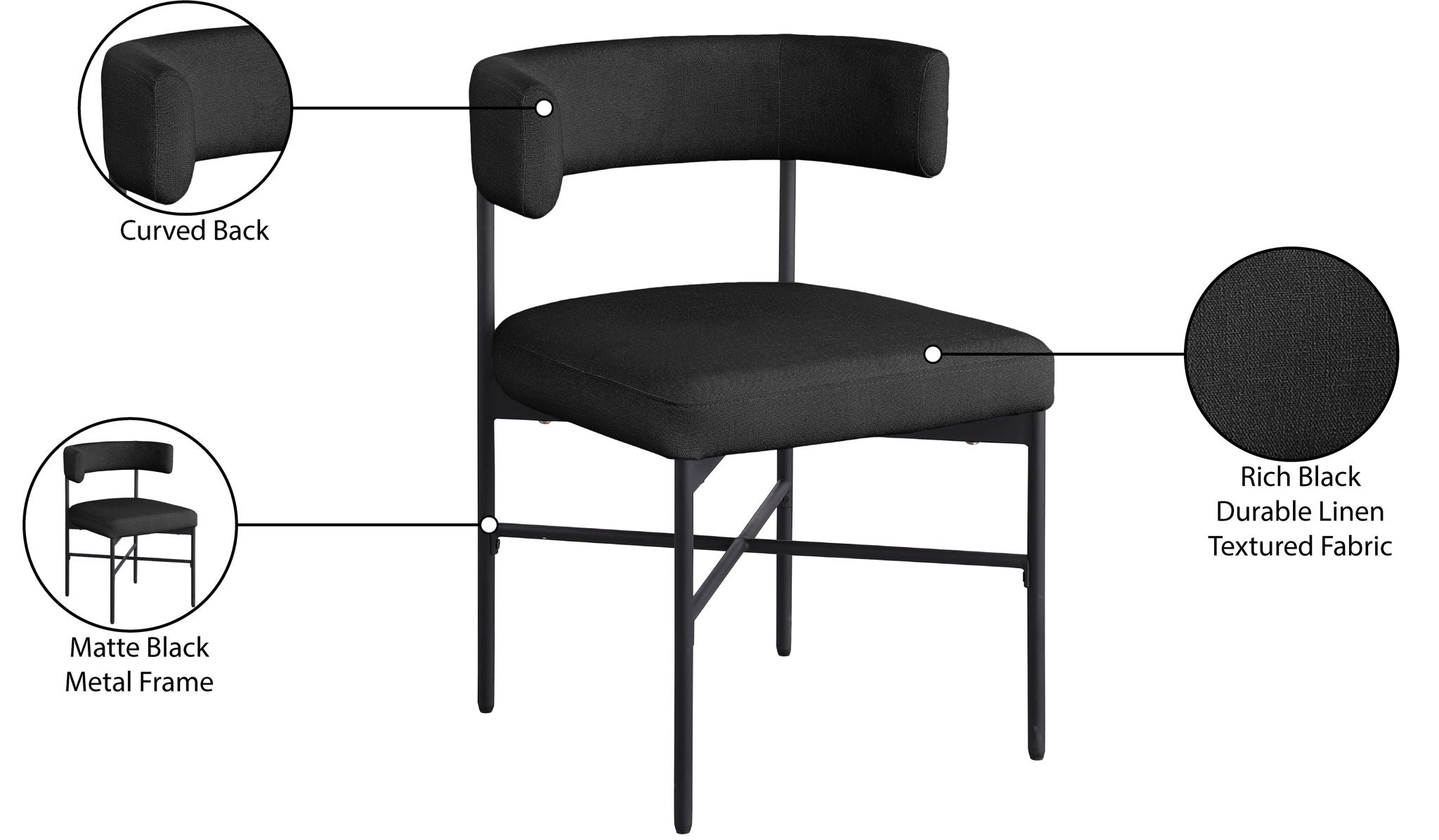 Rivage - Durable Dining Chair With Black Frame (Set of 2)