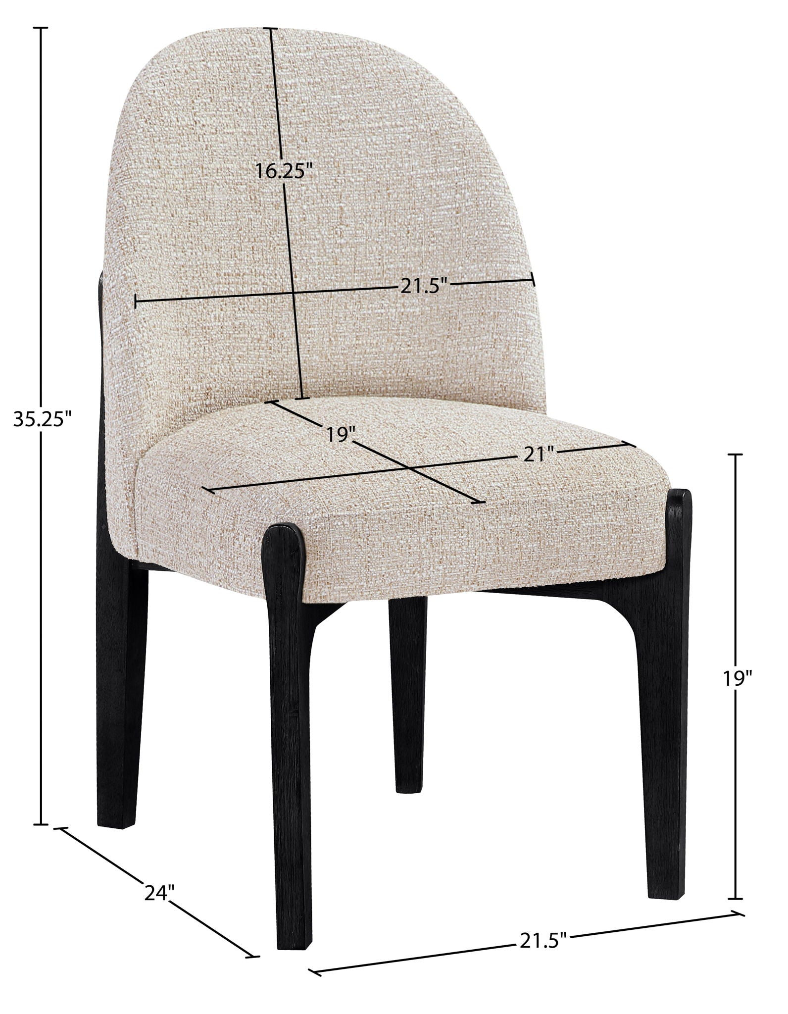 Torino - Upholstered Dining Chair With Brushed Black Base (Set of 2)