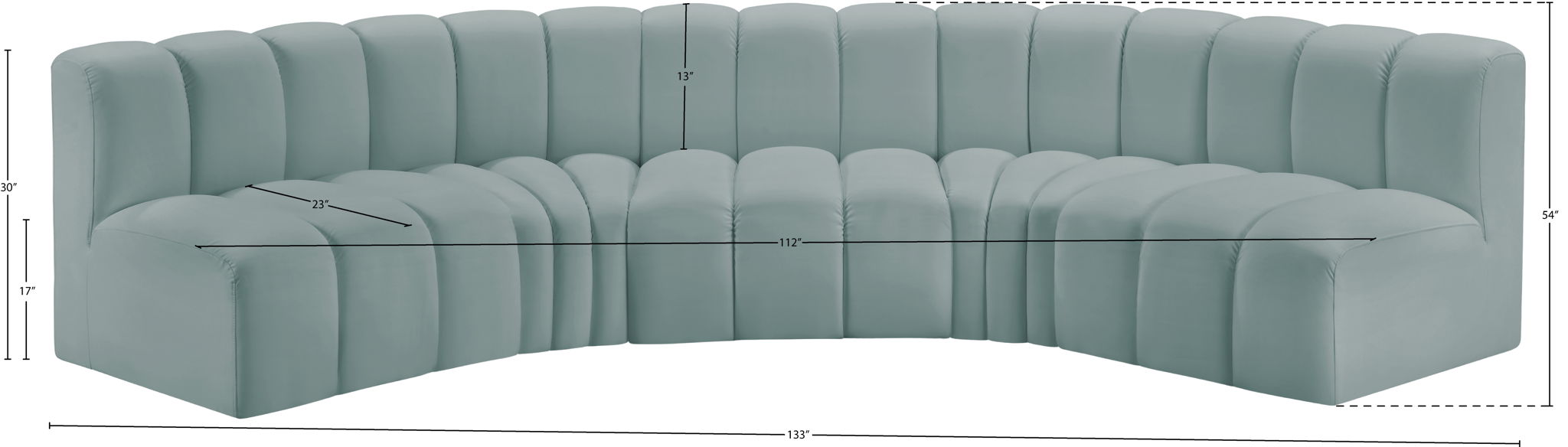 Arc - Faux Leather 5 Piece U-Shaped Modular Sofa