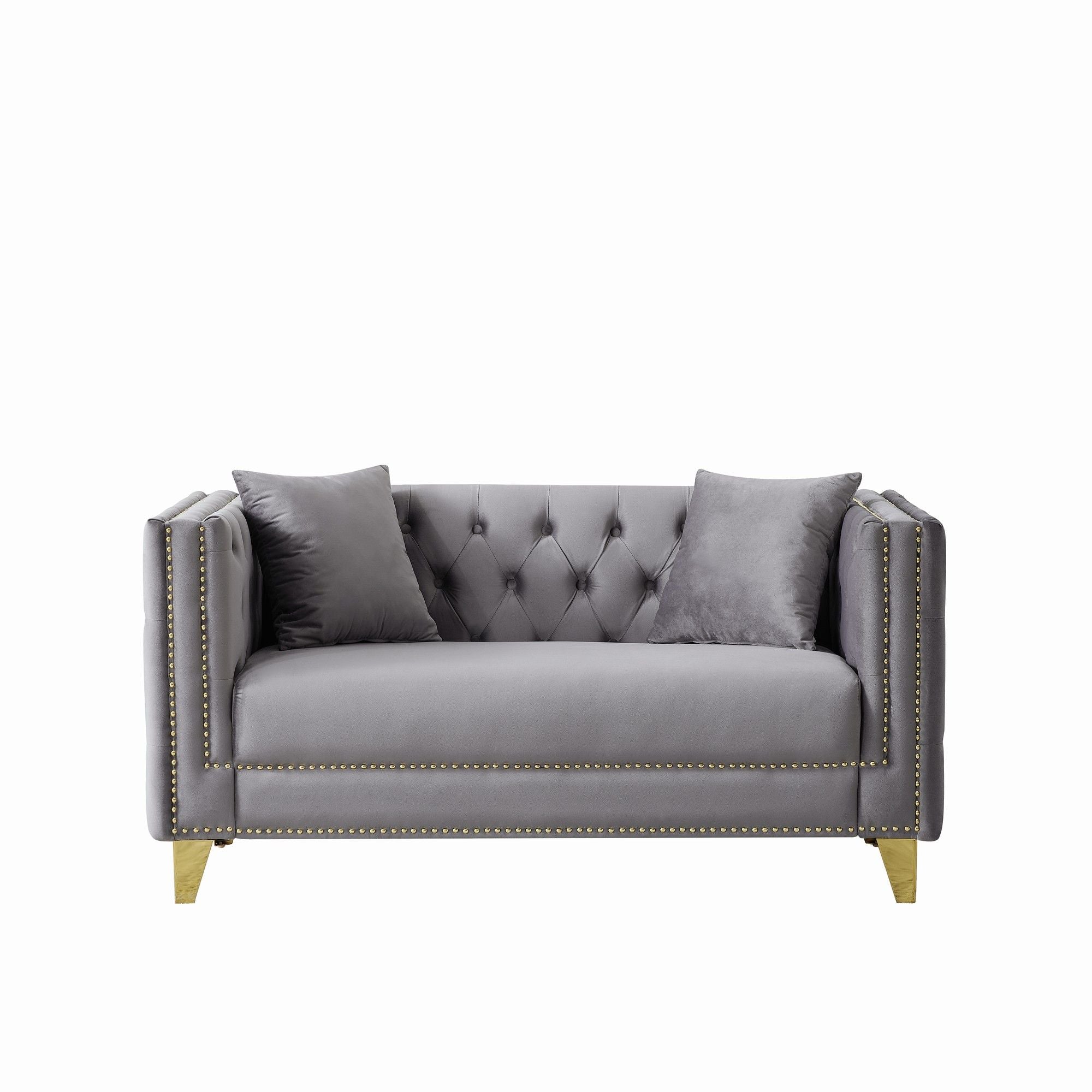 Deep Seat Sofa With Button Nailhead, Square Arm Couches